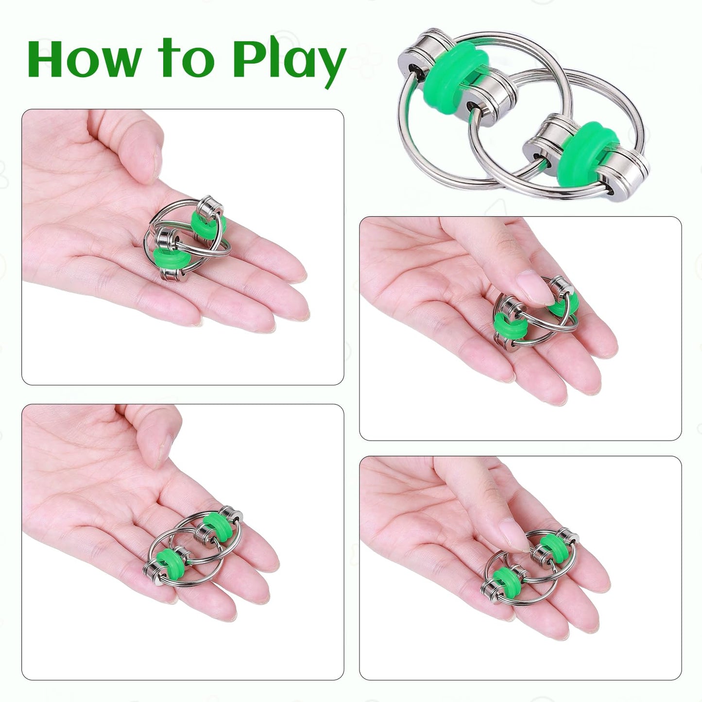 ZQFTZQ 8 Pcs Hand Fidget Toys for Adults & Teens – Silent Desk Fidgets, Bike Chain & Marble Mesh, Spiky Rings