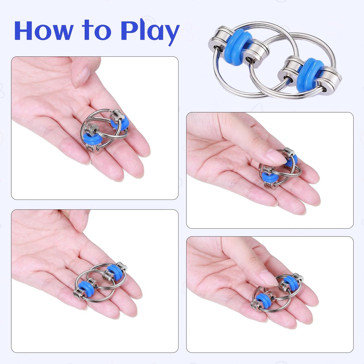 ZQFTZQ 8 Pcs Sensory Fidget Toys Pack – Flippy Roller Chains, Marble Mesh, Bike Chain, Spiky Rings