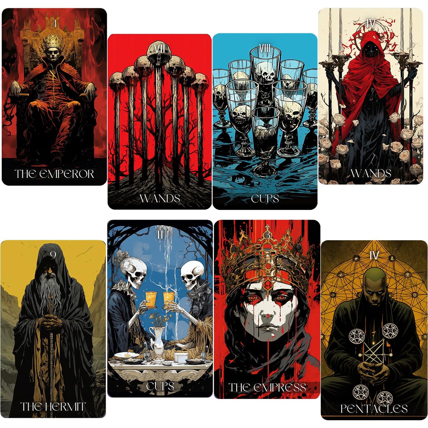 ZHQGYN 78 Tarot Cards Deck with Guide Book | Dark Horror Tarot for All Levels