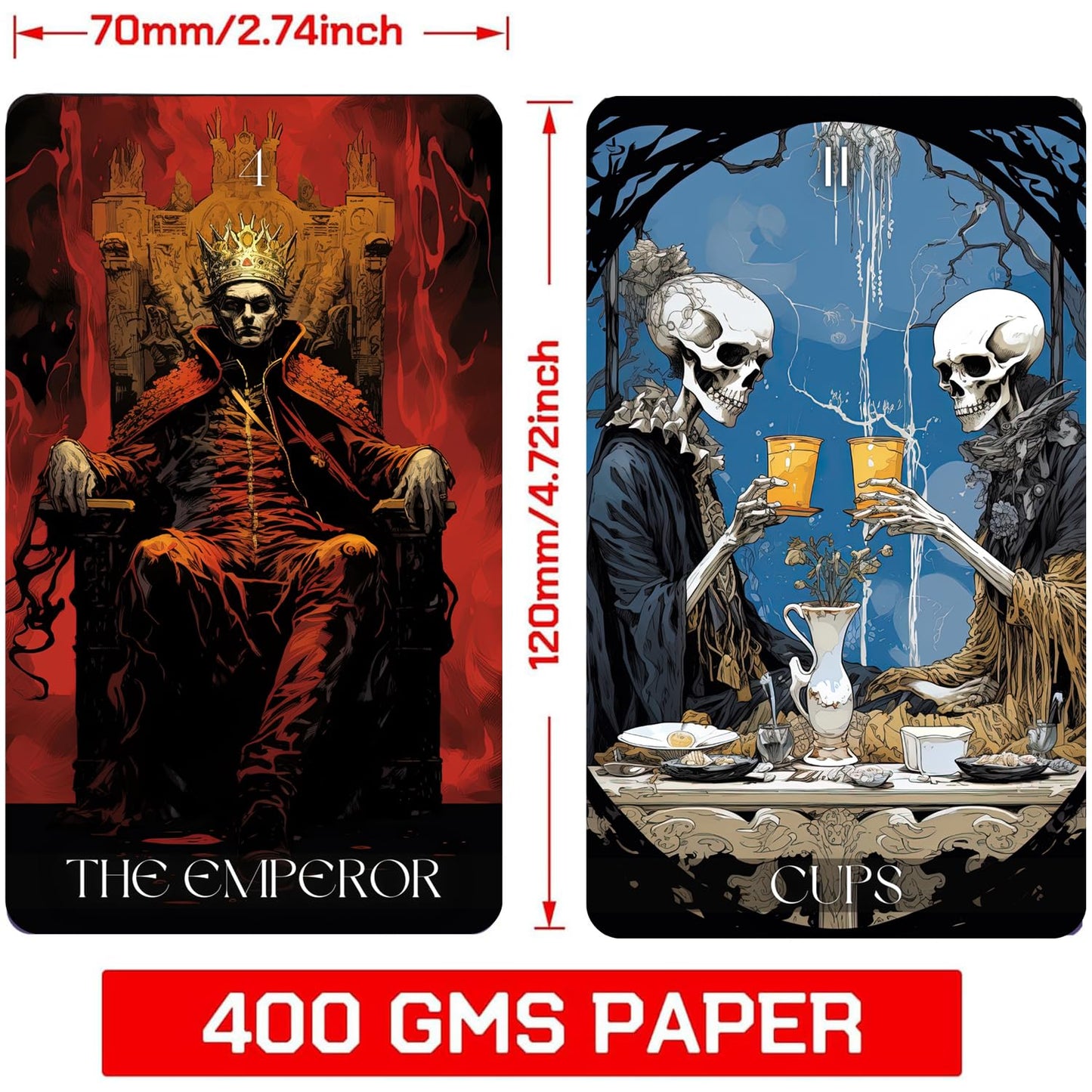 ZHQGYN 78 Tarot Cards Deck with Guide Book | Dark Horror Tarot for All Levels