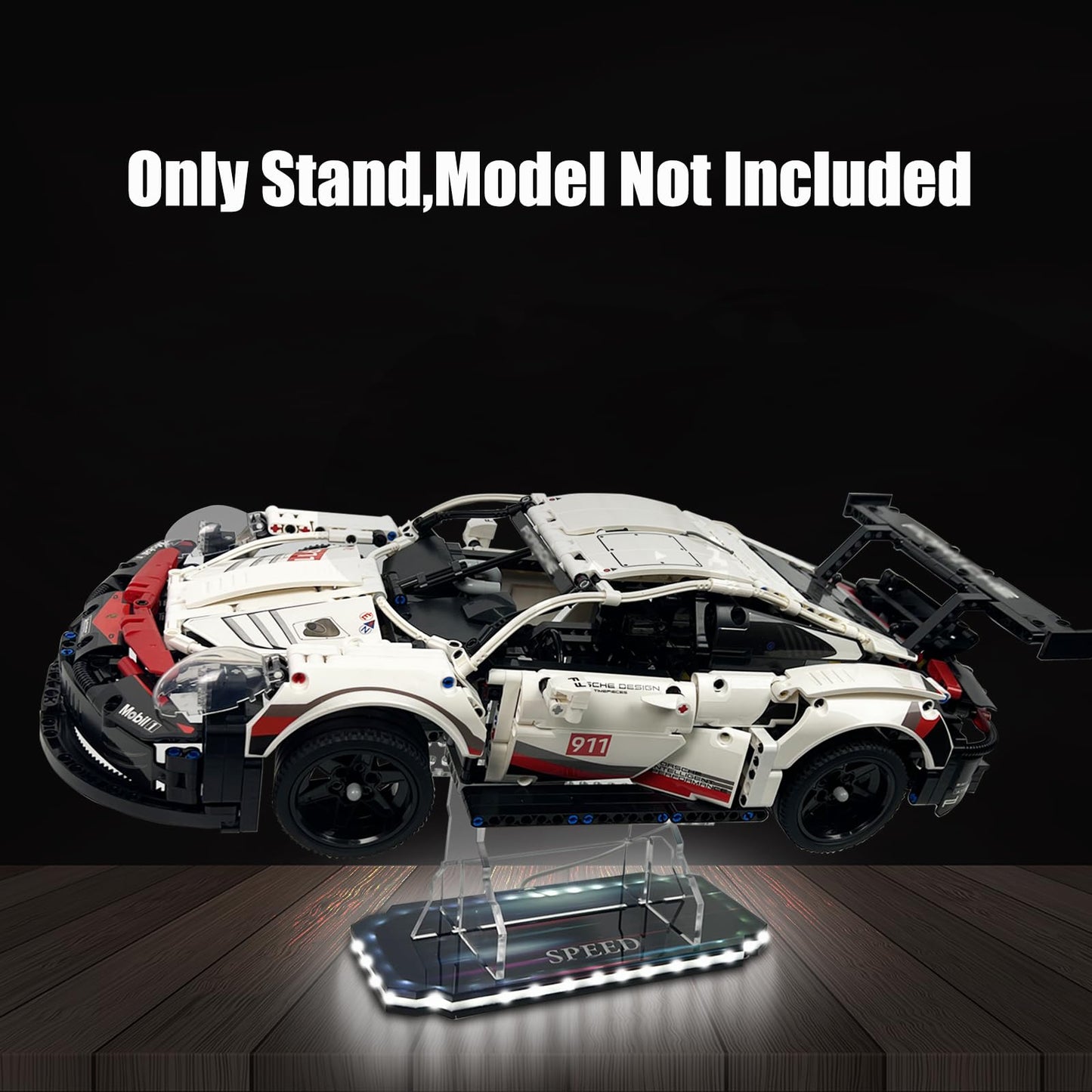 ZQYALPSID LED Display Stand for Lego F1 42207 – Acrylic USB Lighted Base, Universal Technic Fit