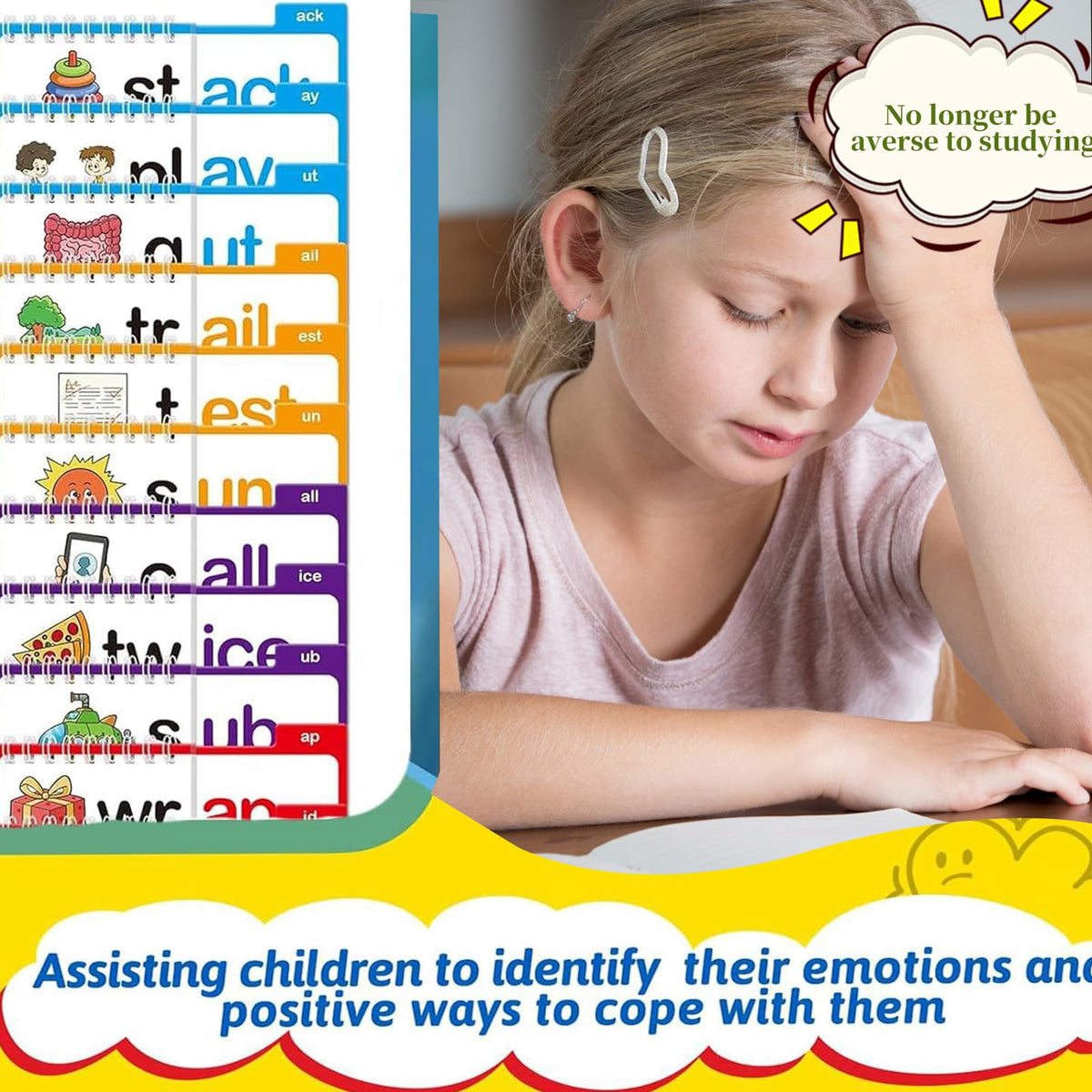 ZREVSB 30 Word Families, Sight Words & ABC Phonics Flash Cards – Kindergarten Learning Set