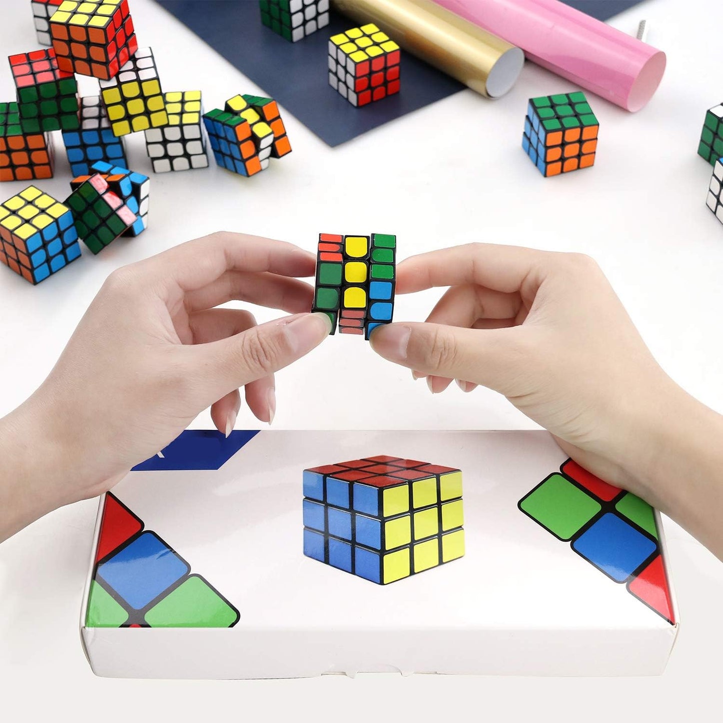 ZREVSB Mini Speed Cube – 1.18in 3x3 Party Favors, Classroom Rewards (12 Pack)