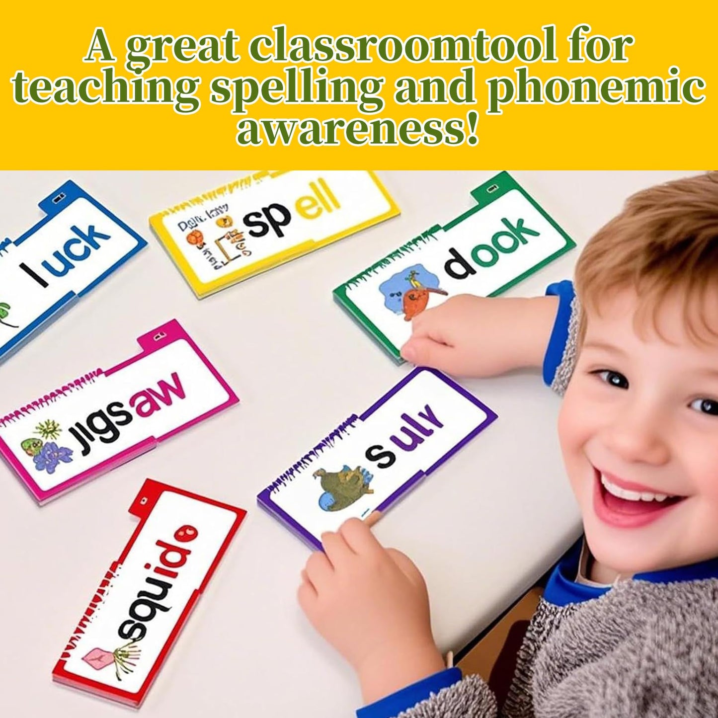 ZREVSB 30 Word Families, Sight Words & ABC Phonics Flash Cards – Kindergarten Learning Set