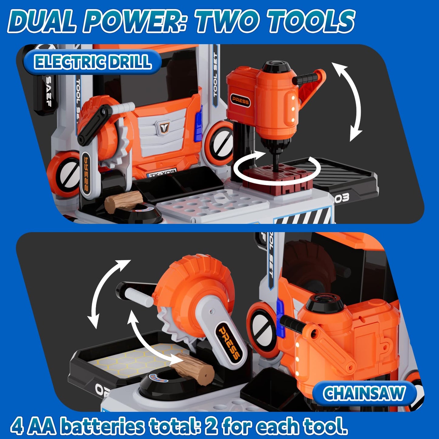 Zsinb Kids Tool Bench Set with Electric Drill & Work Clothes – 68 PCS STEM Pretend Play Toy