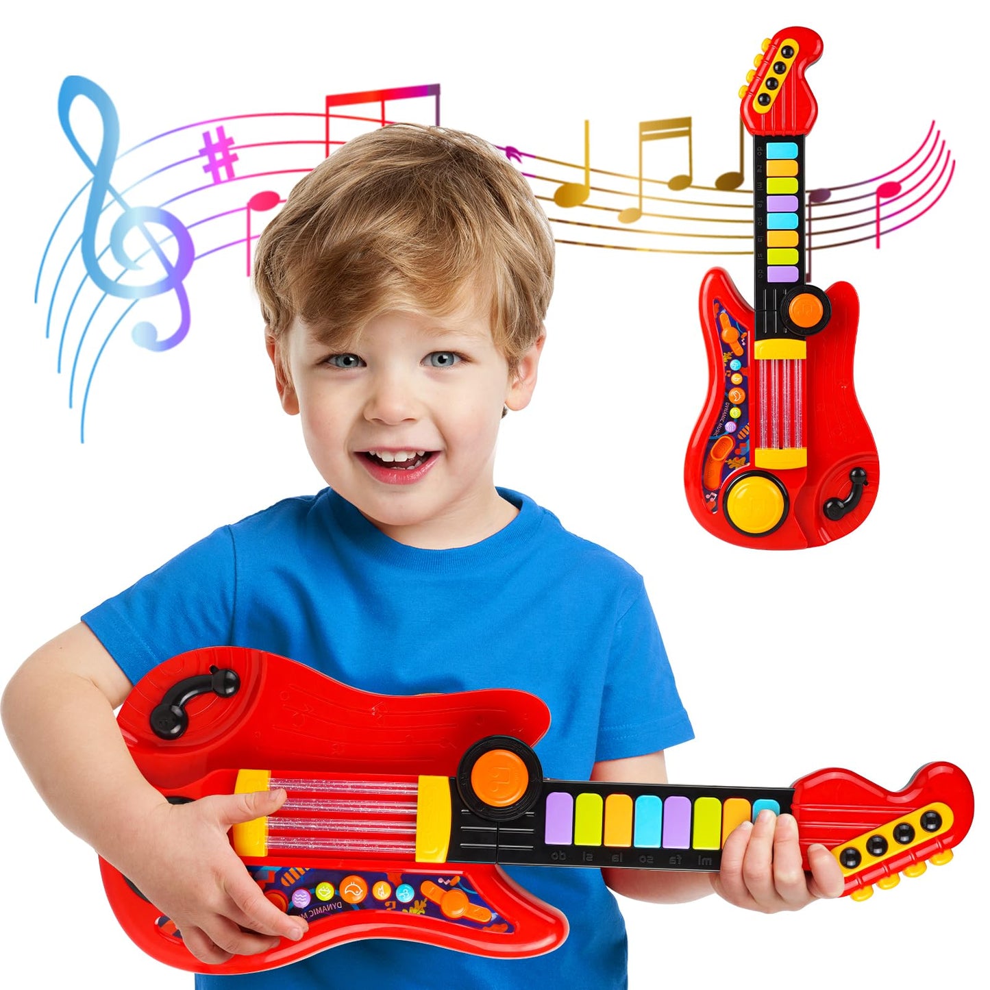 Zsinb Kids Guitar-Piano 2-in-1 for 3-5 Year Olds | Adjustable Educational Toy