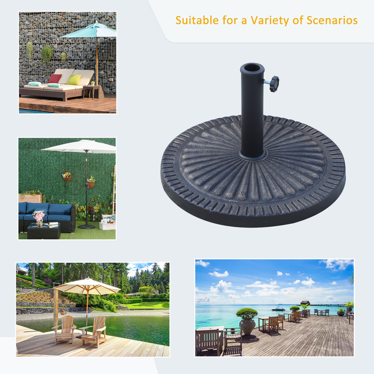 Outsunny 14kg Garden Parasol Base, Round Resin Sun Umbrella Base, Bronze