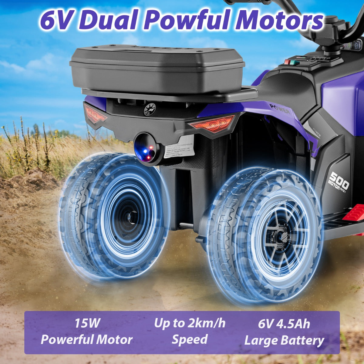 6V Kids Electric Quad Bike with Spray Function and Storage Box-Black