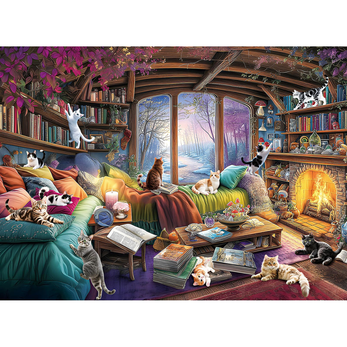 ZSYCZAO 300 Piece Puzzle for Adults — Large Piece Fantasy Cat Winter Jigsaw Puzzle