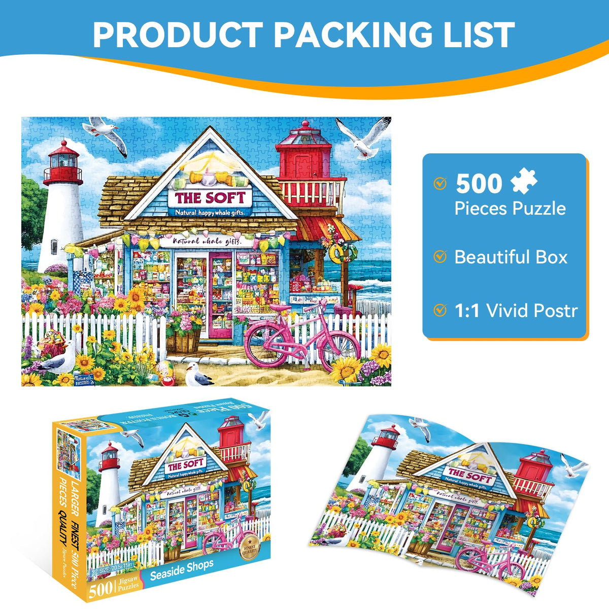 ZSYCZAO 500 Piece Puzzle for Adults – Coastal Flowers & Ocean View