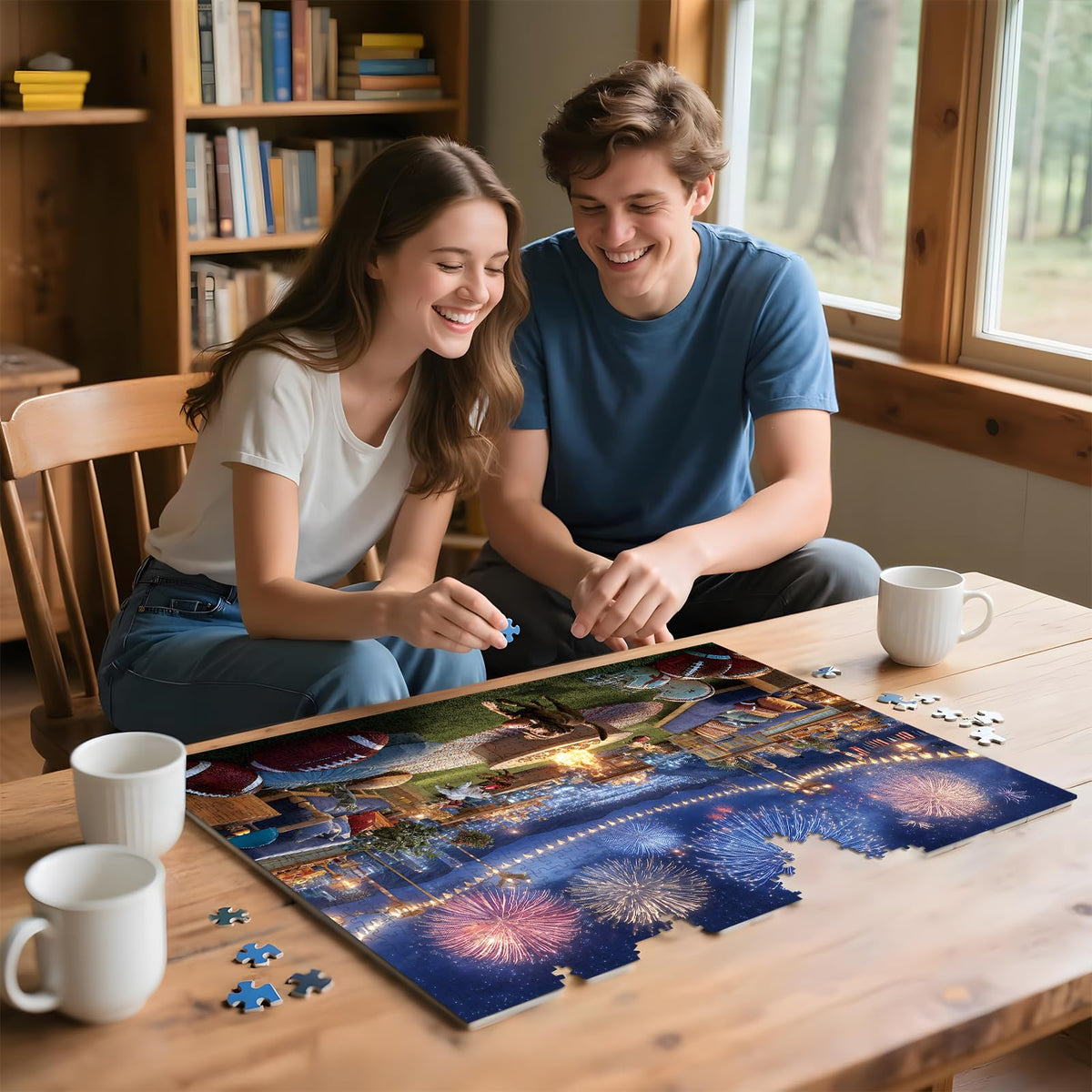 ZSYCZAO 500-Piece Puzzle for Adults – Football Rooftop Party with Fireworks | 20.5 x 15 in