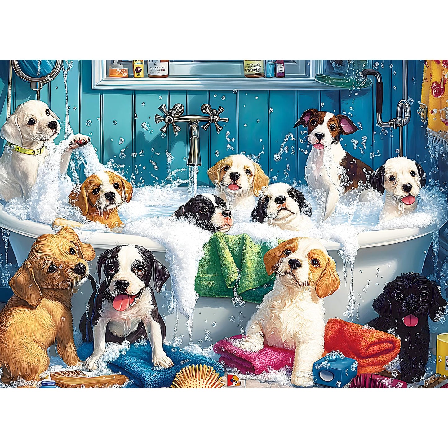 ZSYCZAO 500 Piece Puzzle for Adults – Cute Bathing Dogs Jigsaw, Eco-Friendly Recycled Paper (20.5 x 15 in)