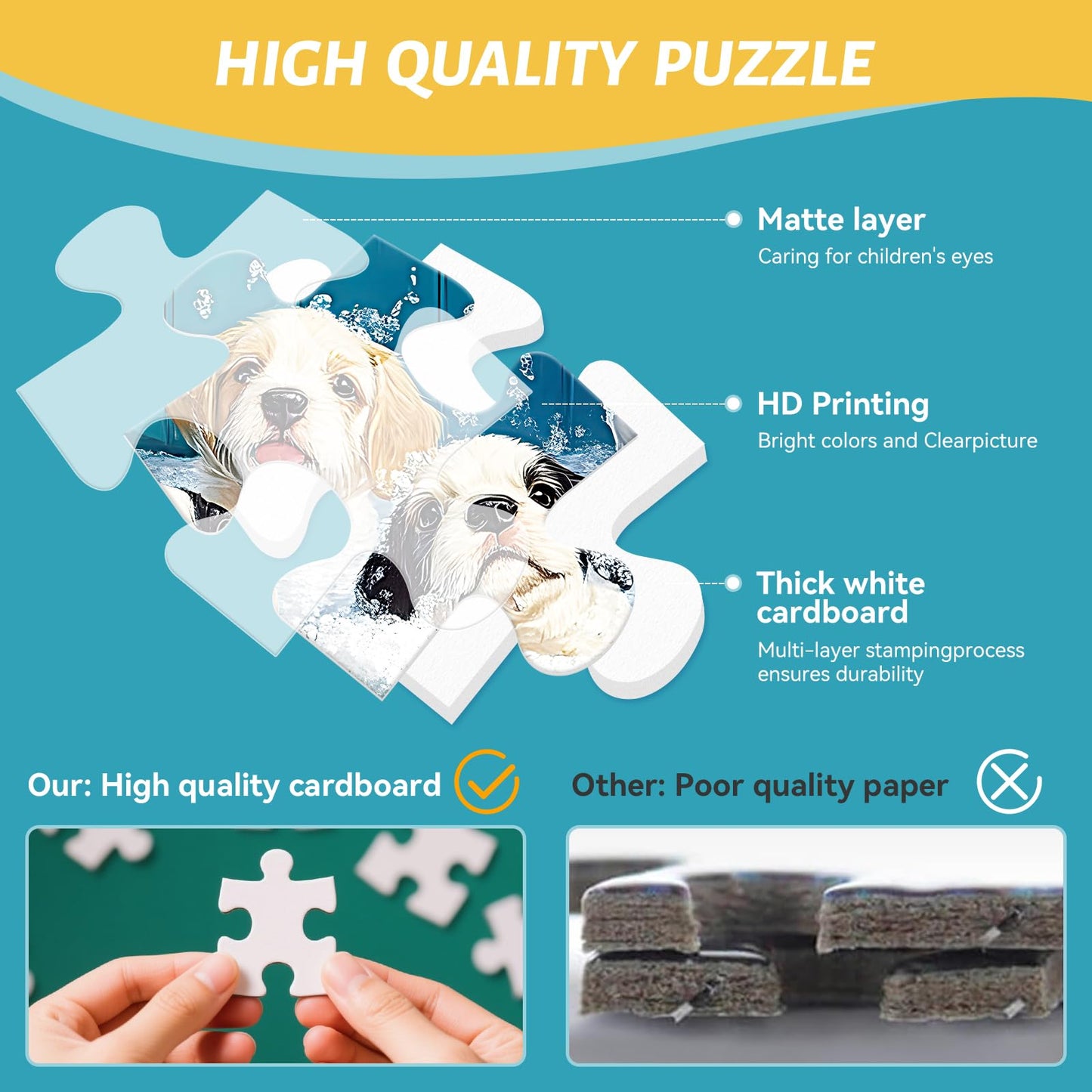 ZSYCZAO 500 Piece Puzzle for Adults – Cute Bathing Dogs Jigsaw, Eco-Friendly Recycled Paper (20.5 x 15 in)