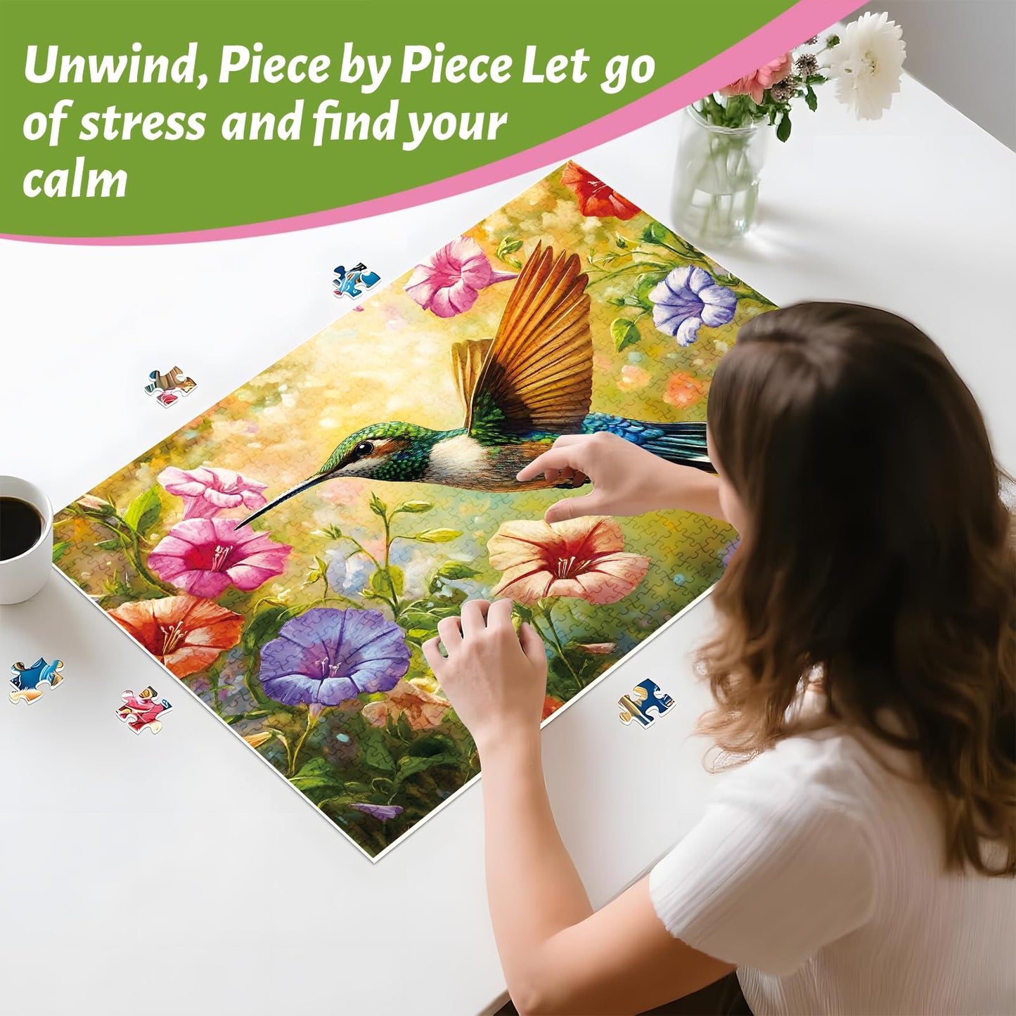 ZSYCZAO 300-Piece Jigsaw Puzzle for Adults – Spring Flower Hummingbird