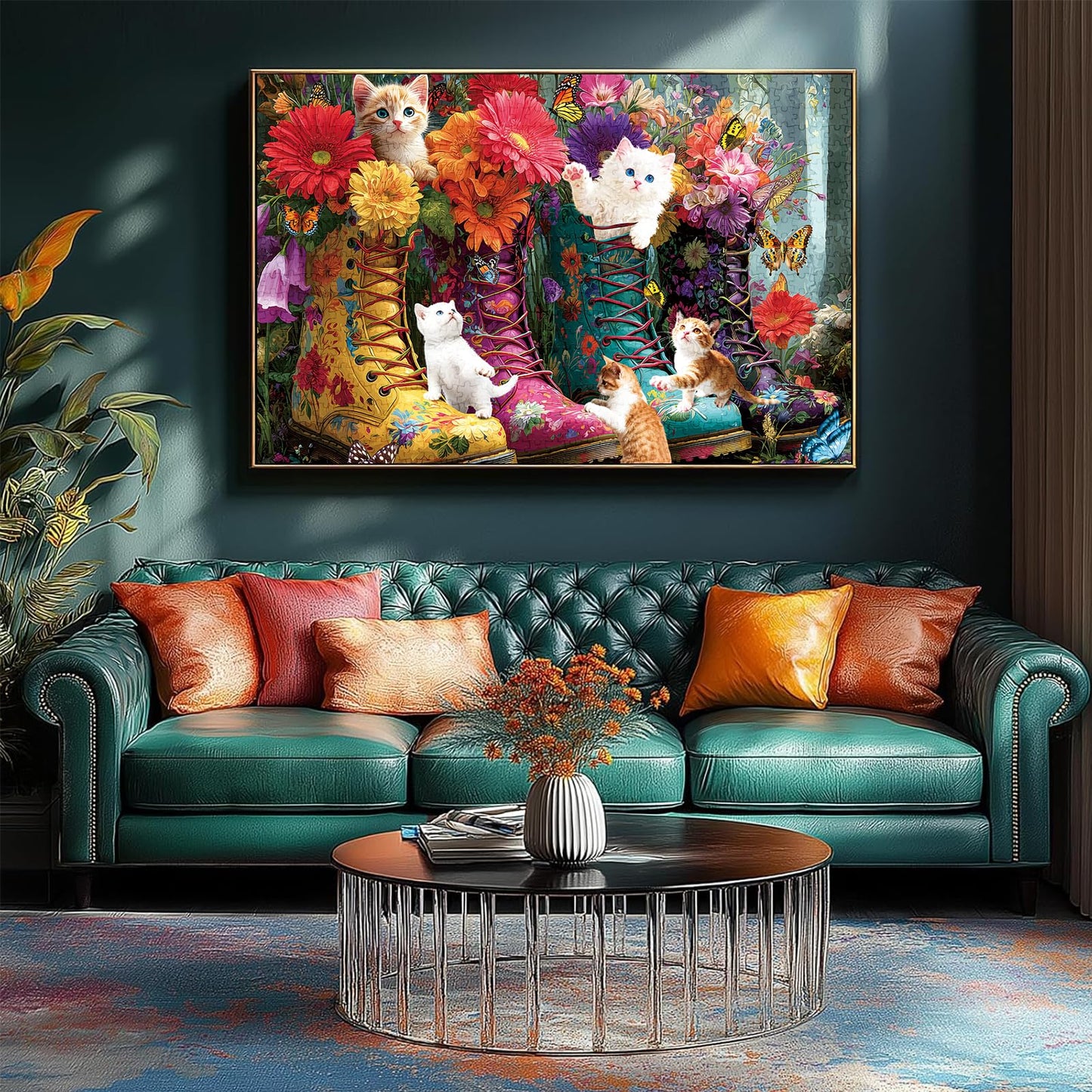 ZSYCZAO 500 Pieces Puzzle for Adults – Martin Boots Cats Flowers 20.5 x 15 in