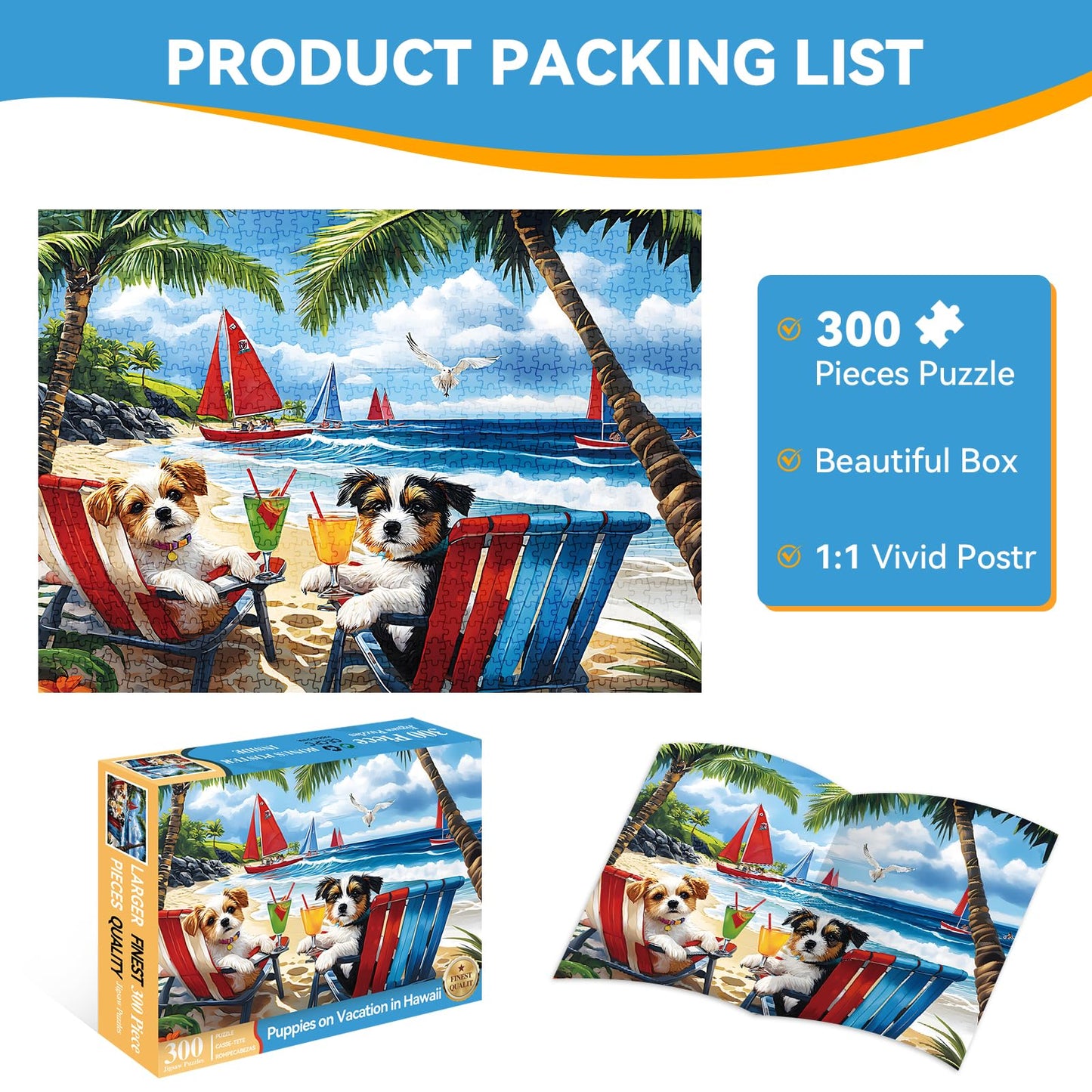 ZSYCZAO 300-Piece Dog Puzzle – Large 20.5 x 15 in, Eco-Friendly Cardboard
