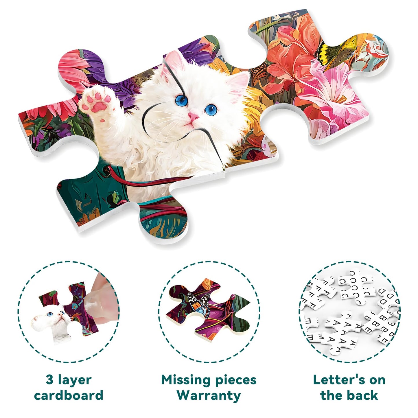 ZSYCZAO 500 Pieces Puzzle for Adults – Martin Boots Cats Flowers 20.5 x 15 in