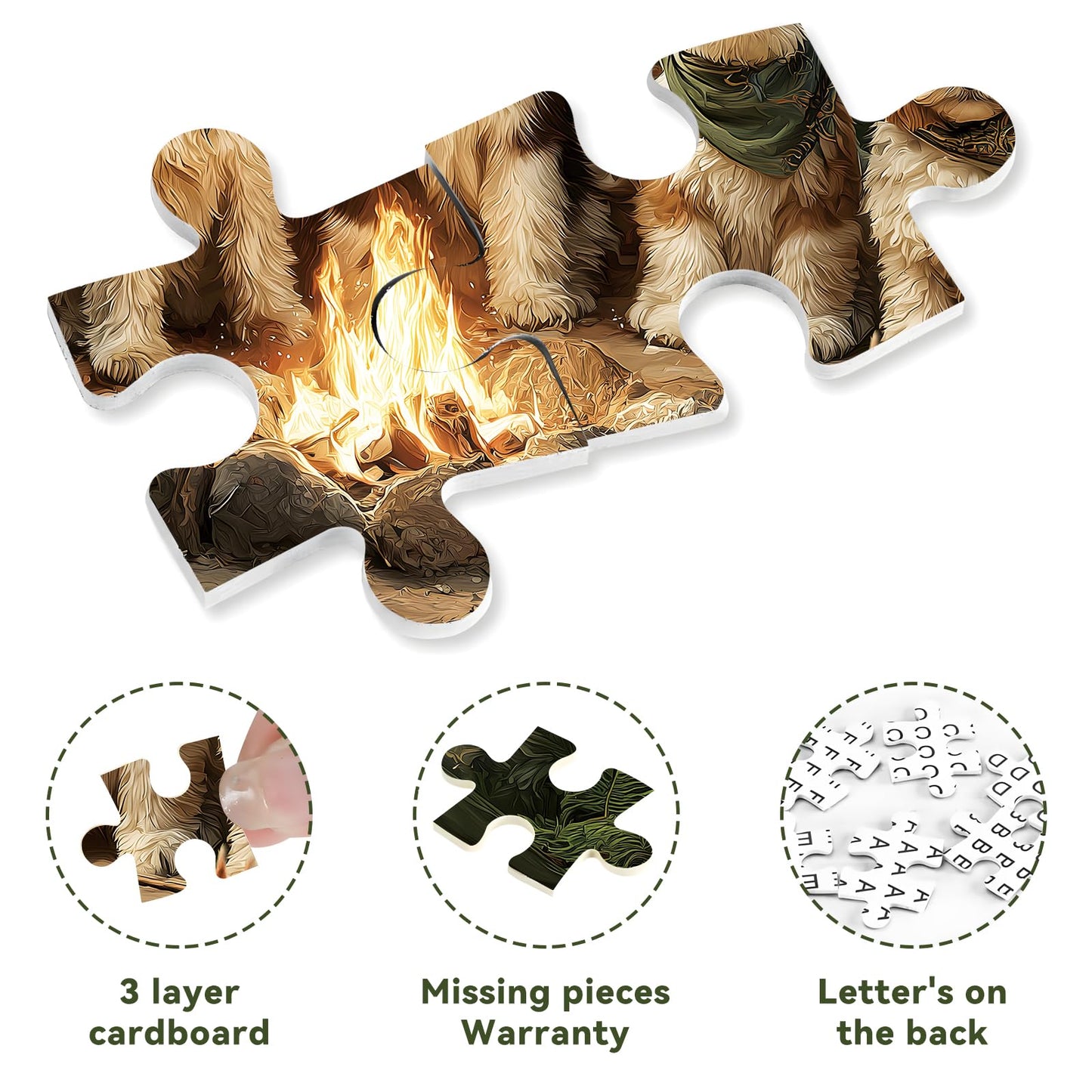 ZSYCZAO 500-Piece Forest Dogs Camping Puzzle for Adults — Challenging Jigsaw for Game Nights (20.5 x 15 in)