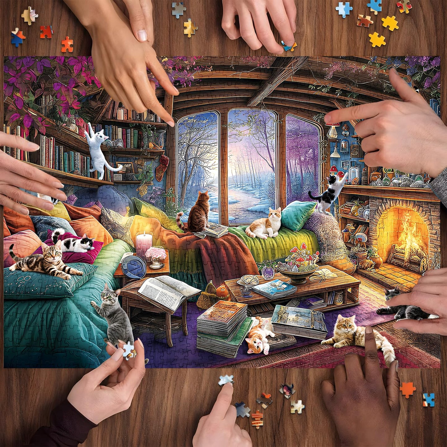 ZSYCZAO 300 Piece Puzzle for Adults — Large Piece Fantasy Cat Winter Jigsaw Puzzle