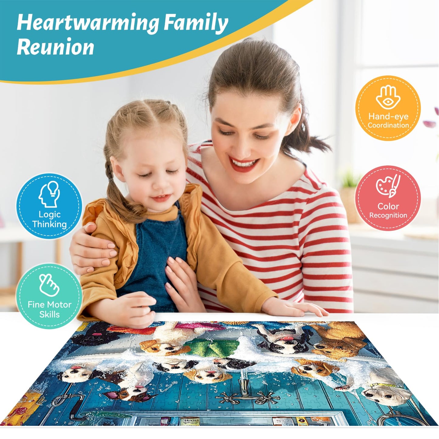 ZSYCZAO 500 Piece Puzzle for Adults – Cute Bathing Dogs Jigsaw, Eco-Friendly Recycled Paper (20.5 x 15 in)