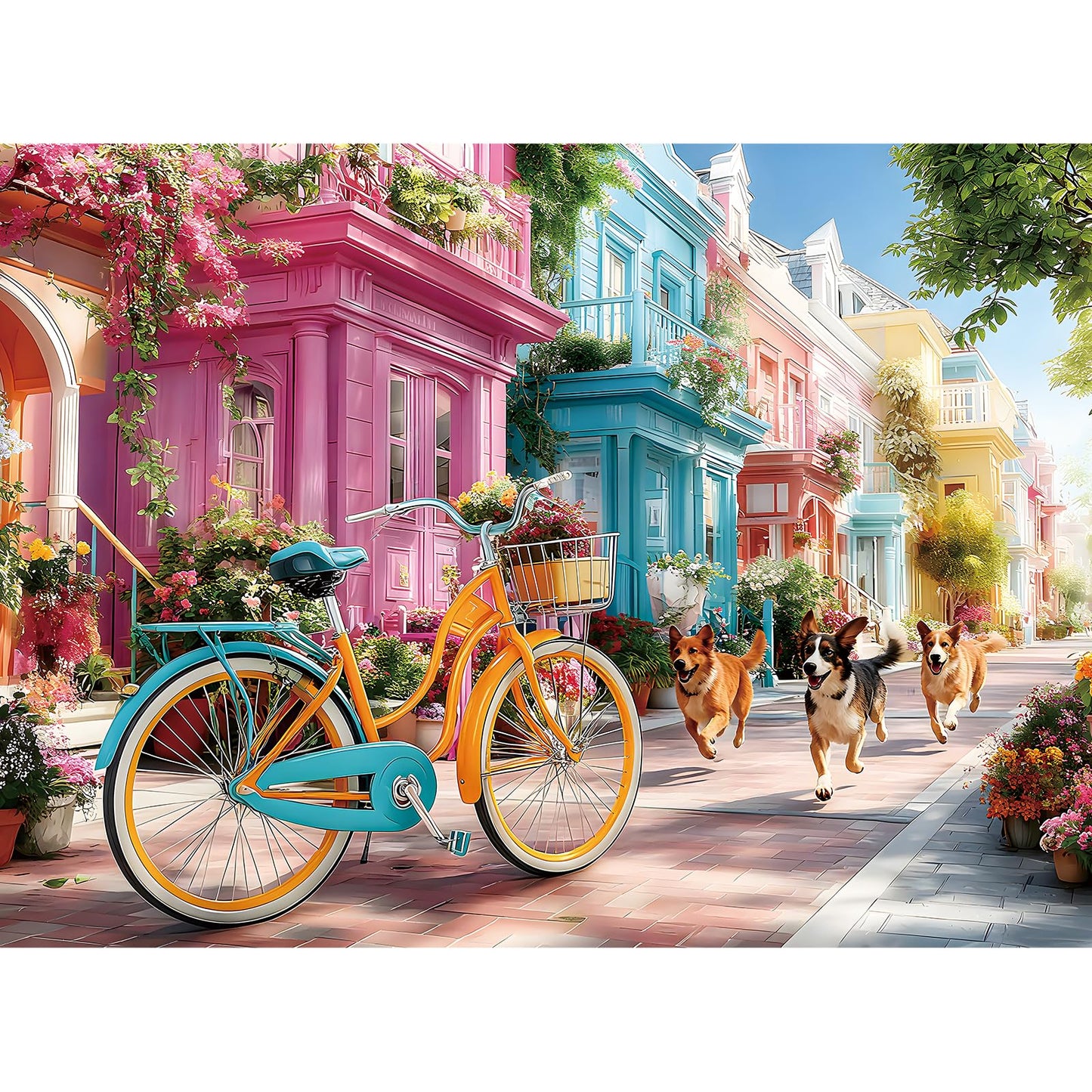 ZSYCZAO 500-Piece Puzzle for Adults – Spring Town Dogs, 20.5 x 15 in