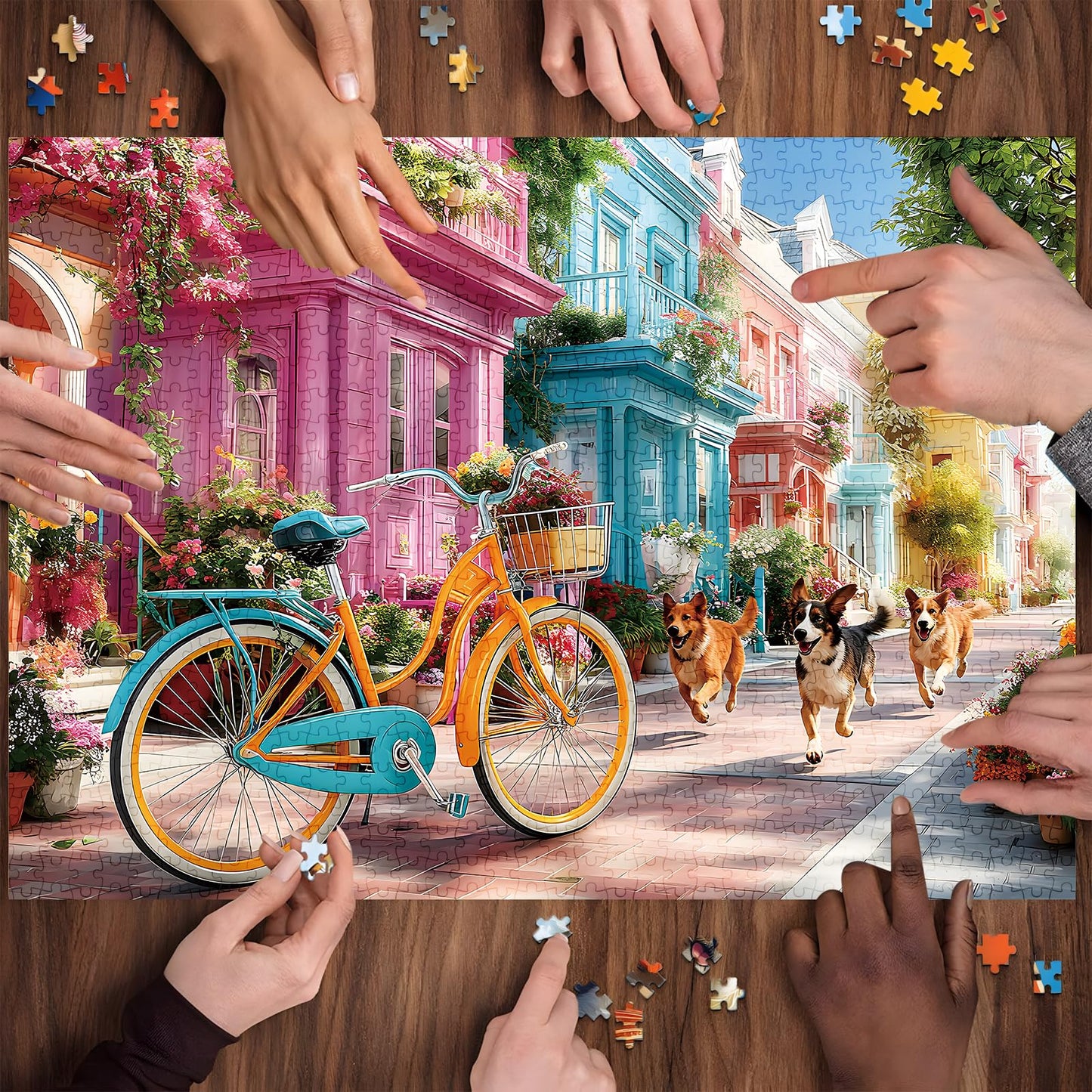 ZSYCZAO 500-Piece Puzzle for Adults – Spring Town Dogs, 20.5 x 15 in