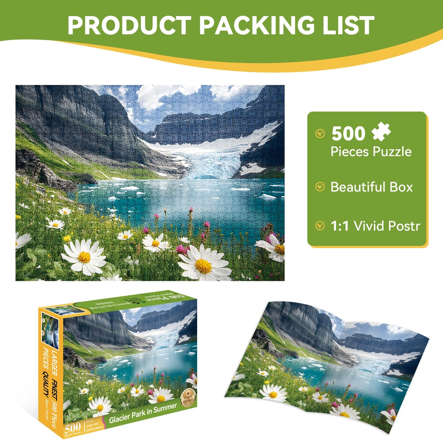 ZSYCZAO 500 Piece Puzzle for Adults – Spring Ice Flower Jigsaw Puzzle (20.5 x 15 in) | Relaxing Nature Puzzle