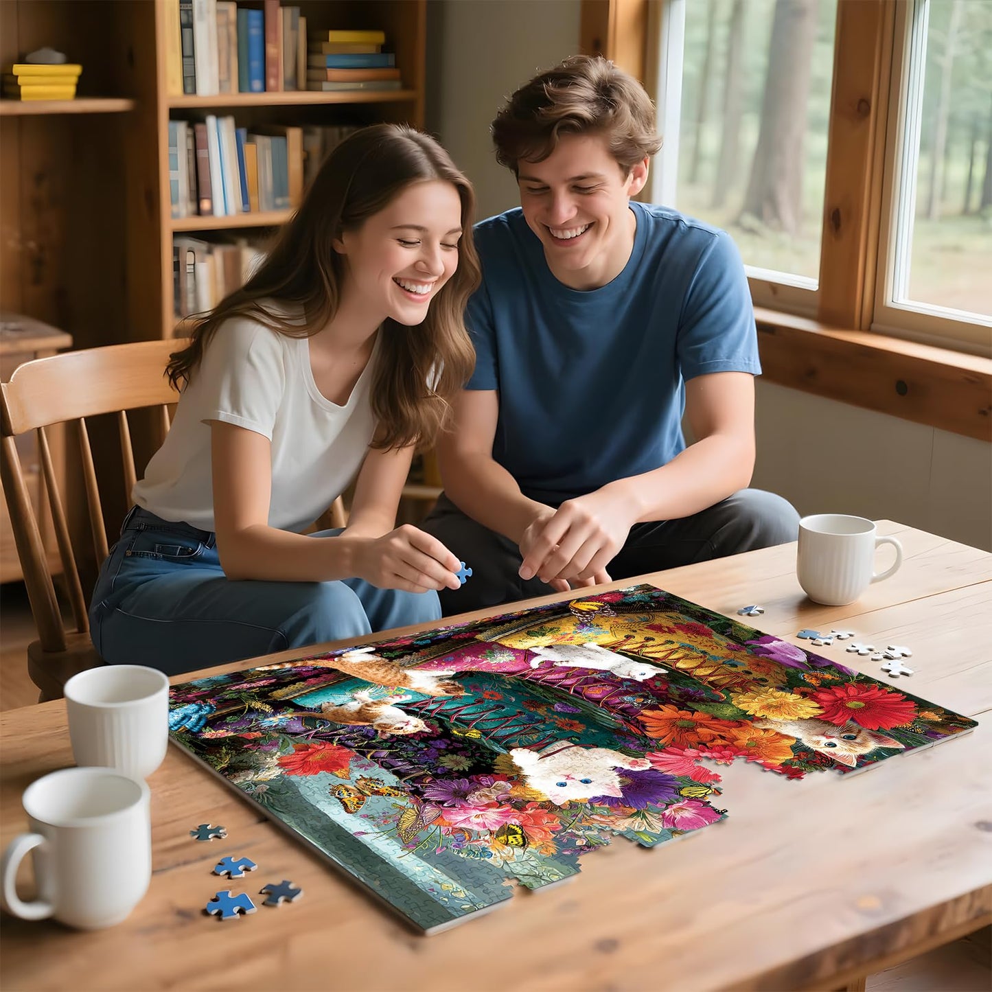 ZSYCZAO 500 Pieces Puzzle for Adults – Martin Boots Cats Flowers 20.5 x 15 in