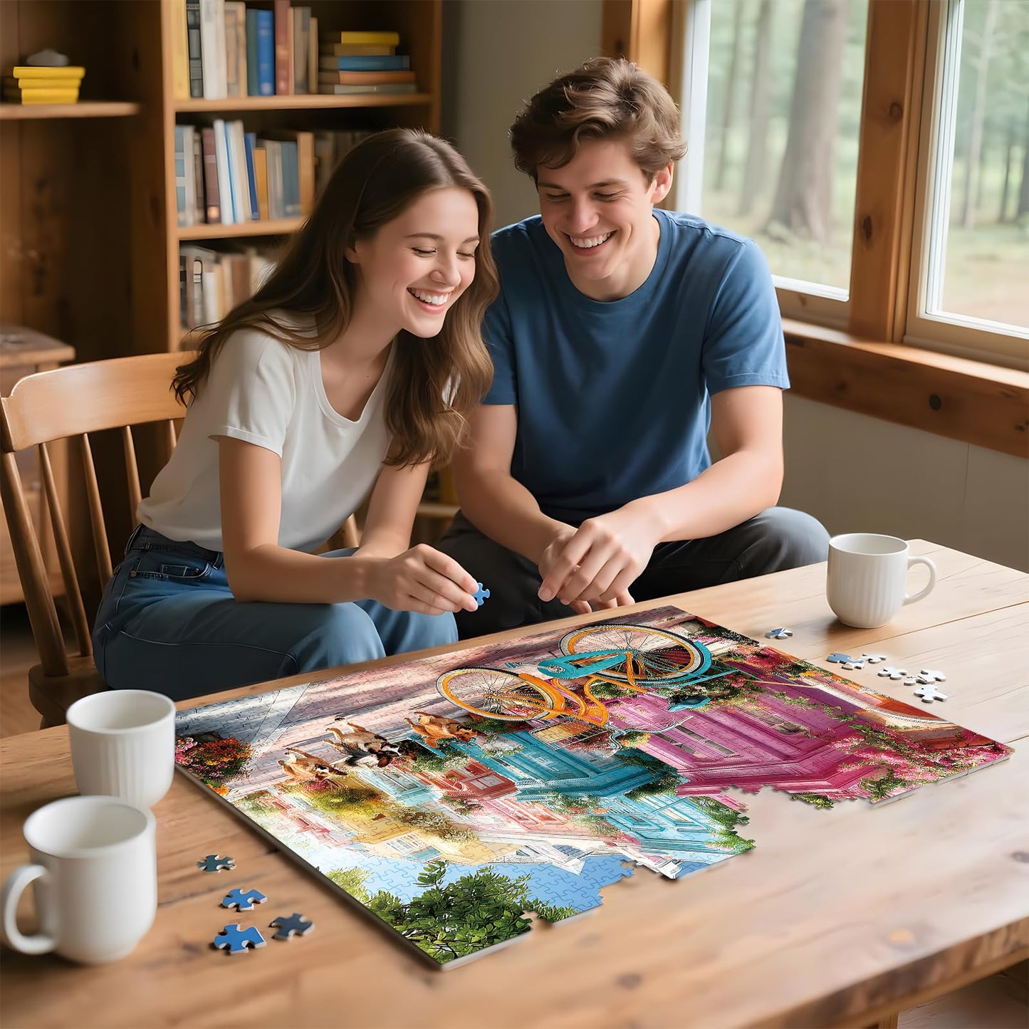 ZSYCZAO 500-Piece Puzzle for Adults – Spring Town Dogs, 20.5 x 15 in