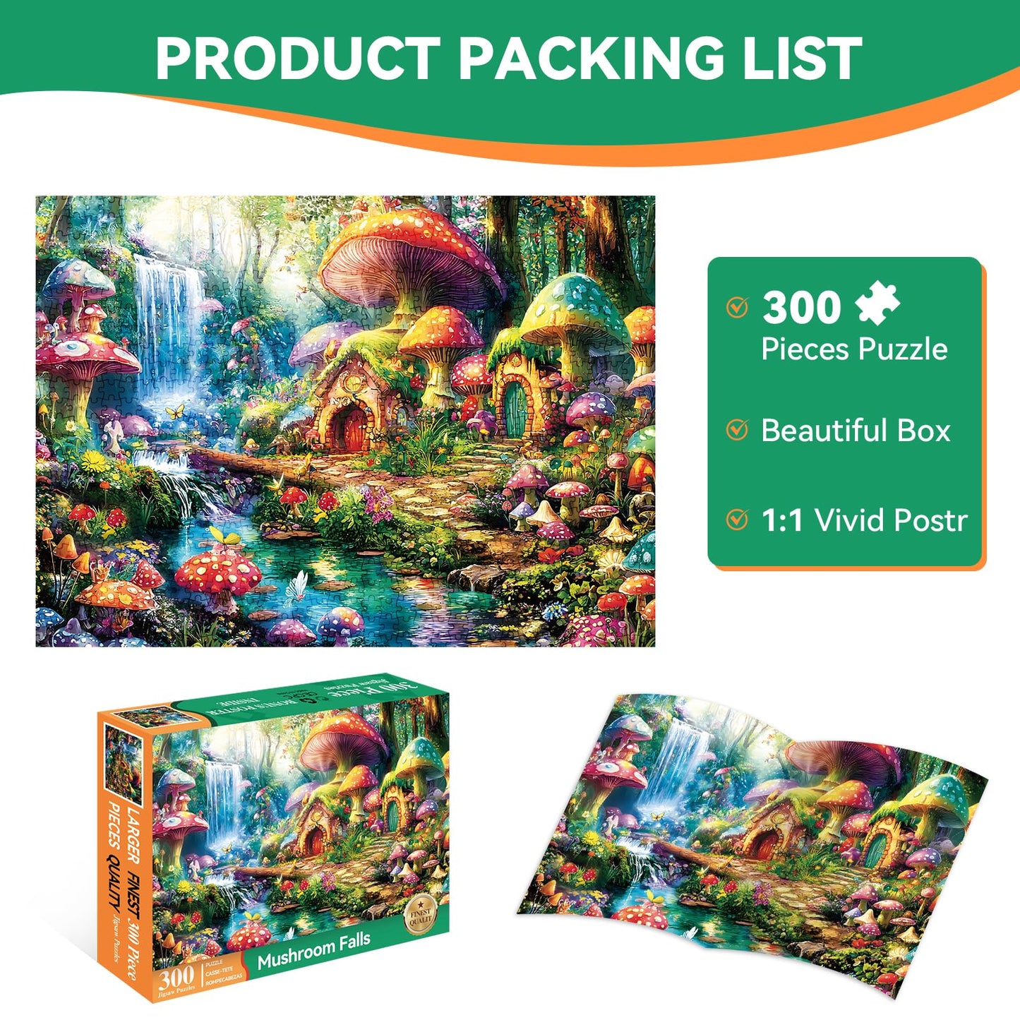 ZSYCZAO 300 Piece Puzzles for Adults – Mushroom Forest Jigsaw Puzzle for All Ages | 20.5 x 15 in
