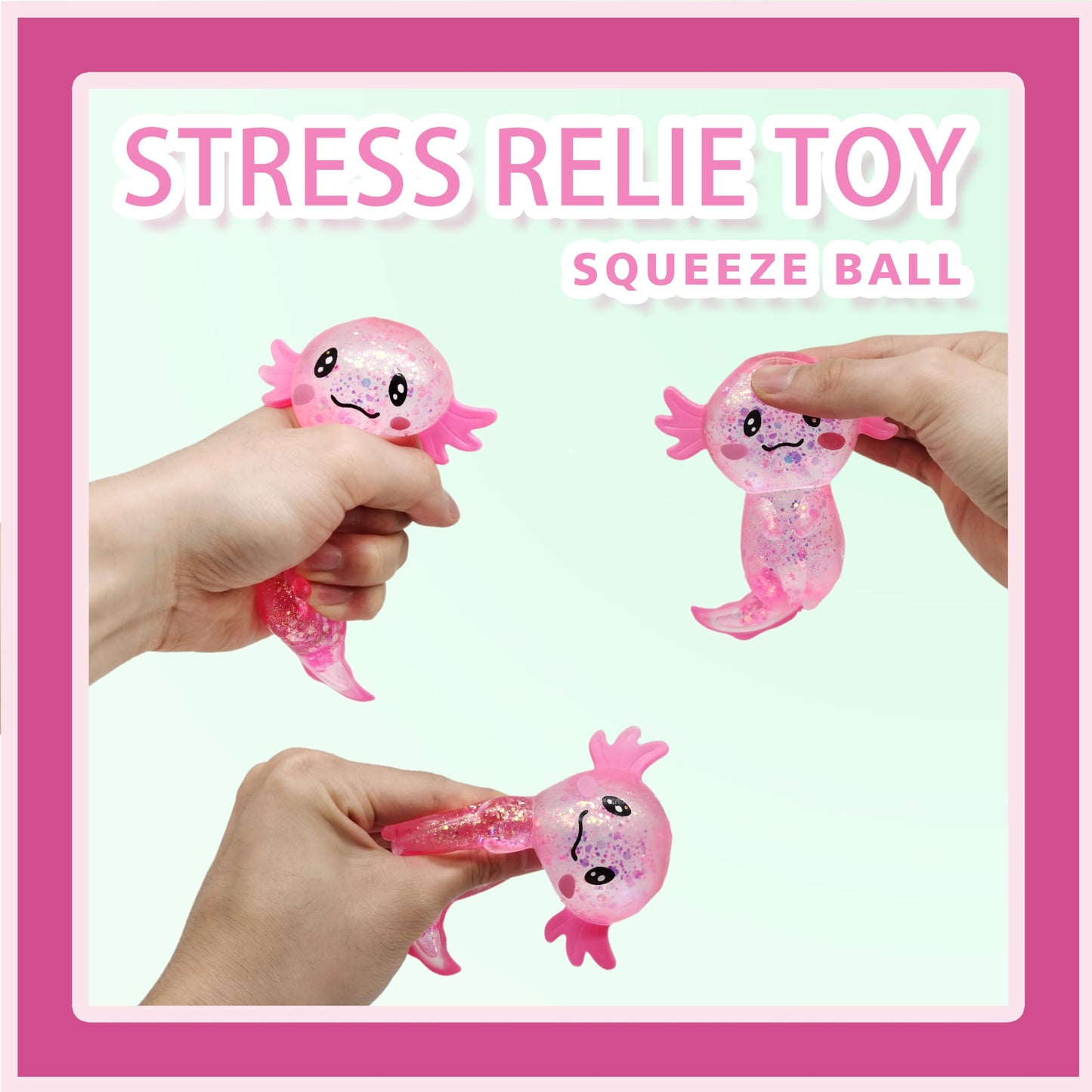 ZTATU Axolotl Stress Ball for Kids – Squishy Sensory Fidget Toy (Pink, 1 PCS)