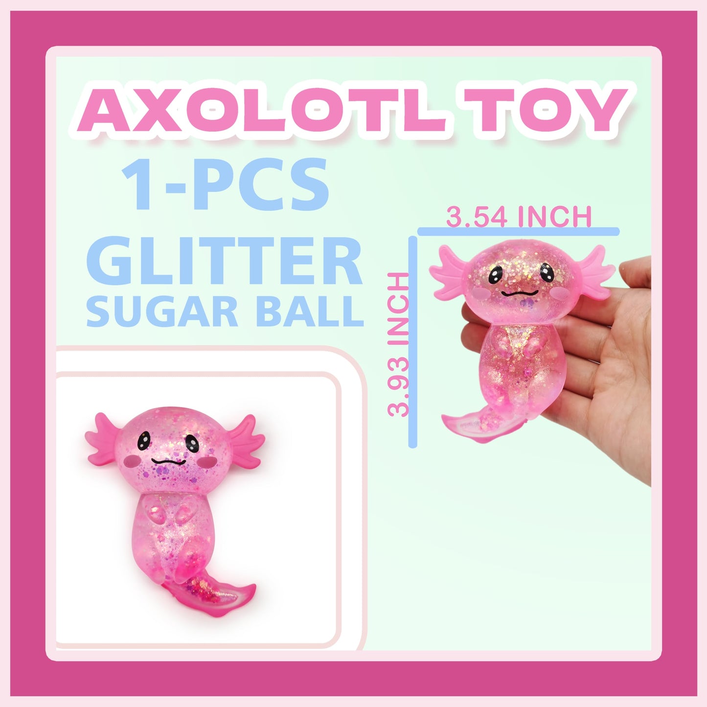 ZTATU Axolotl Stress Ball for Kids – Squishy Sensory Fidget Toy (Pink, 1 PCS)