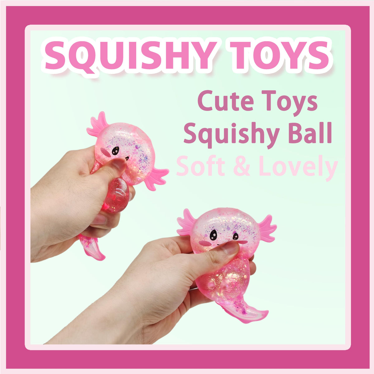 ZTATU Axolotl Stress Ball for Kids – Squishy Sensory Fidget Toy (Pink, 1 PCS)