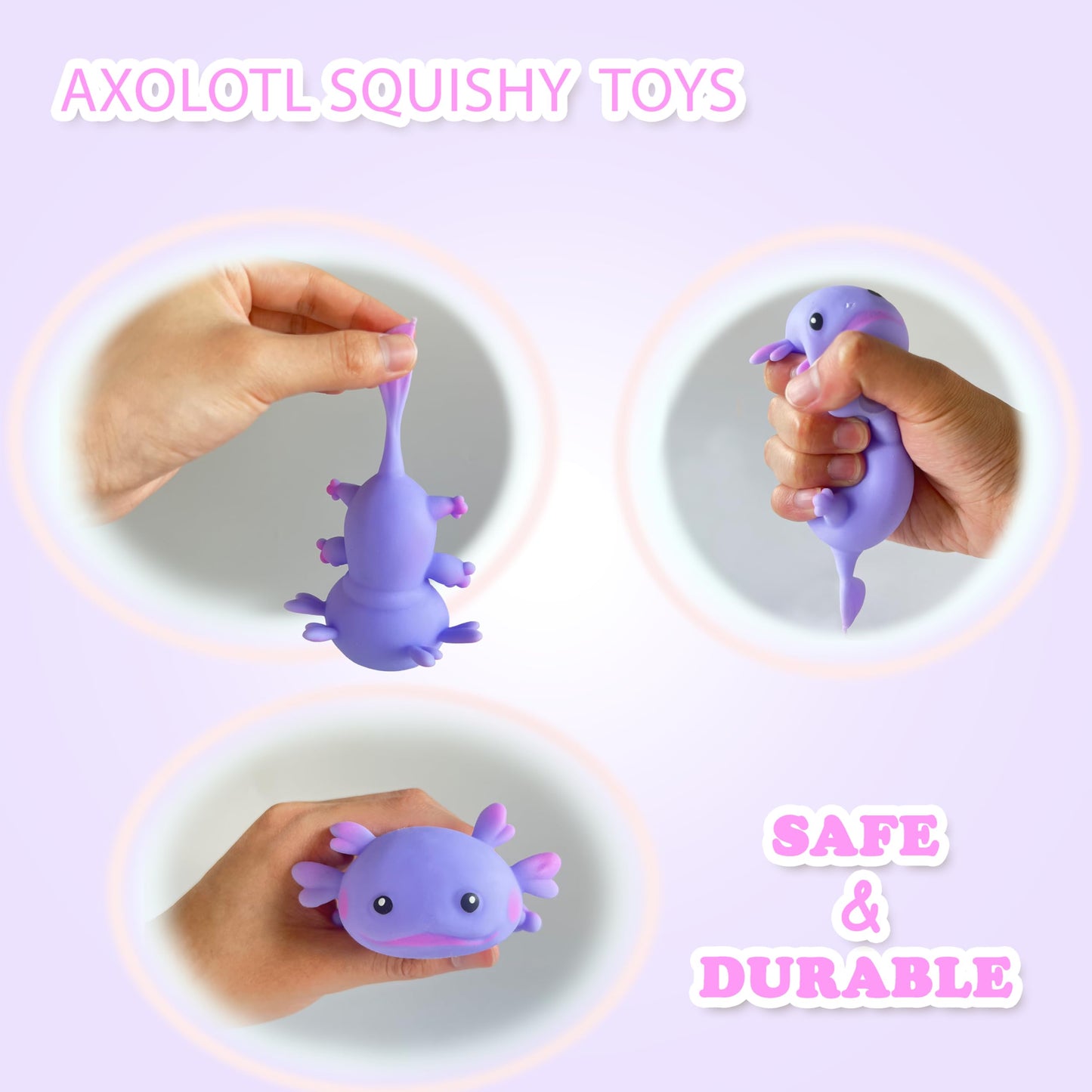 ZTATU Axolotl Squishy Stress Ball - Purple | Fidget Toy for Kids & Adults