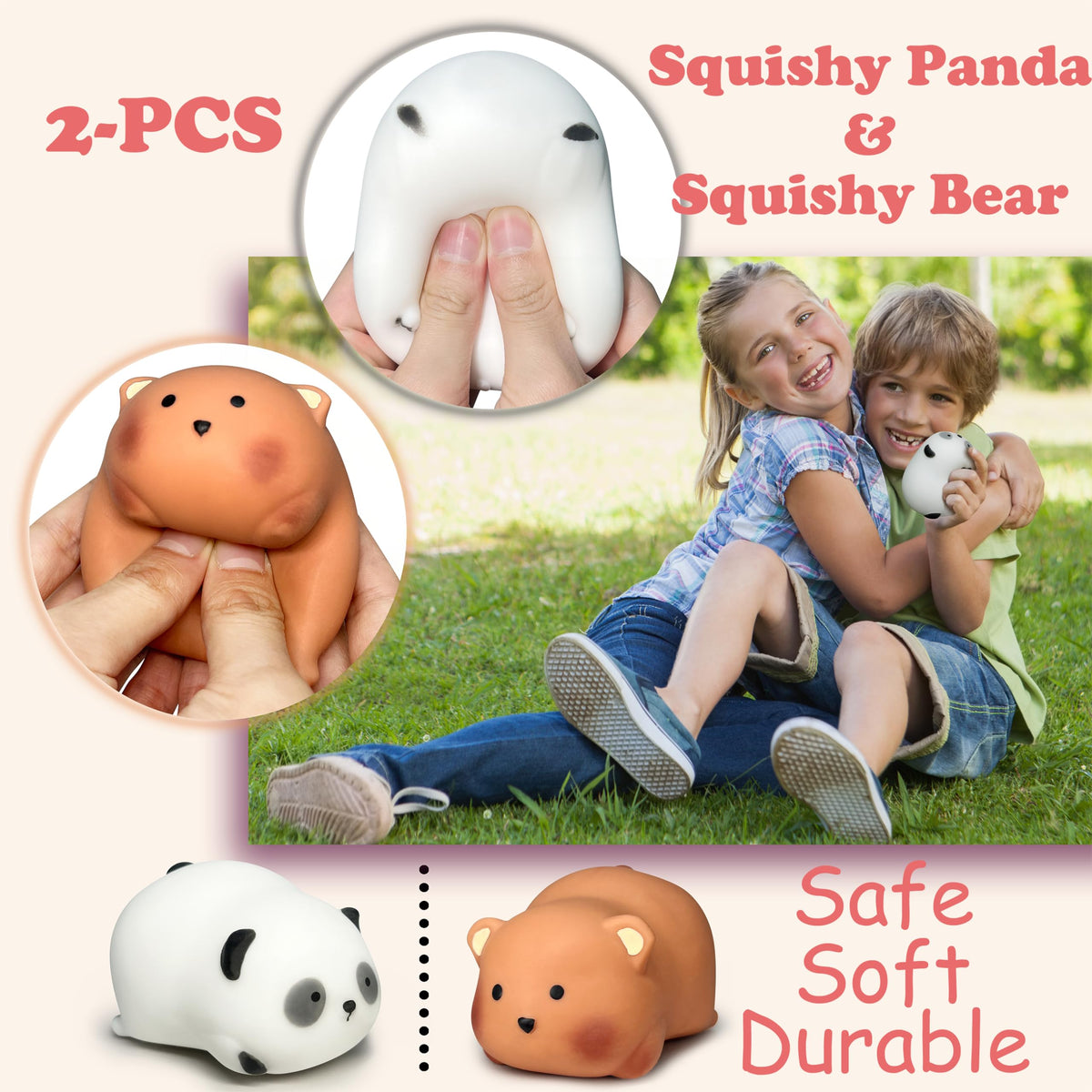 ZTATU Squishy Bear & Panda Stress Balls – 2 Pack Fidget Toys for Relaxation