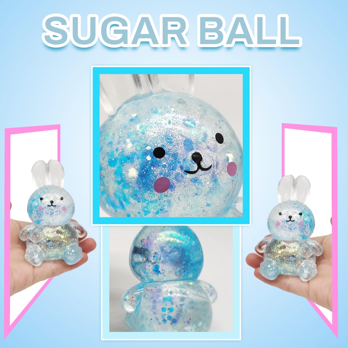 ZTATU Bunny Squishy Toy – Sensory Stress Relief Ball (Blue)