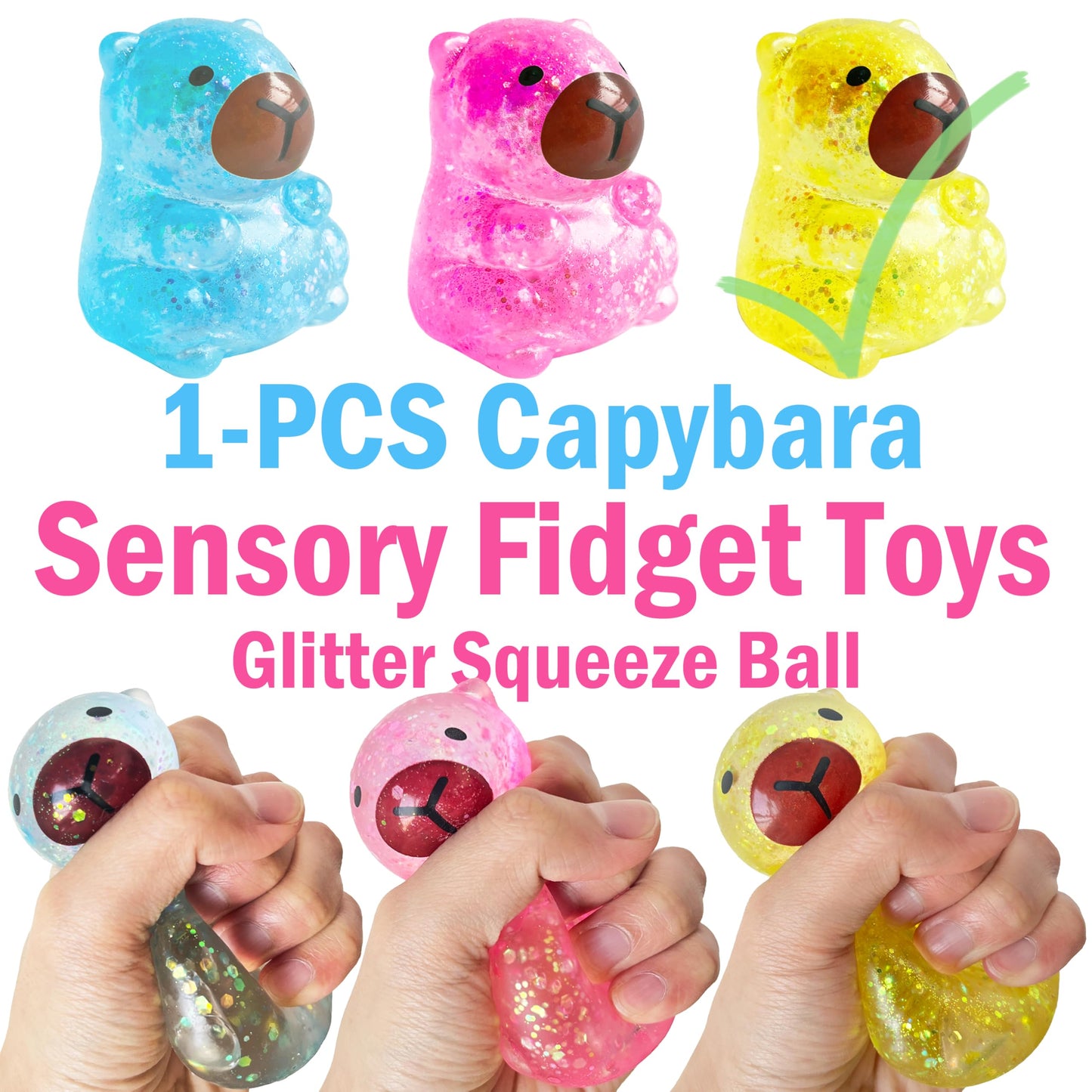 ZTATU Capybara Stress Balls for Adults – Sensory Fidget Toy (Yellow)