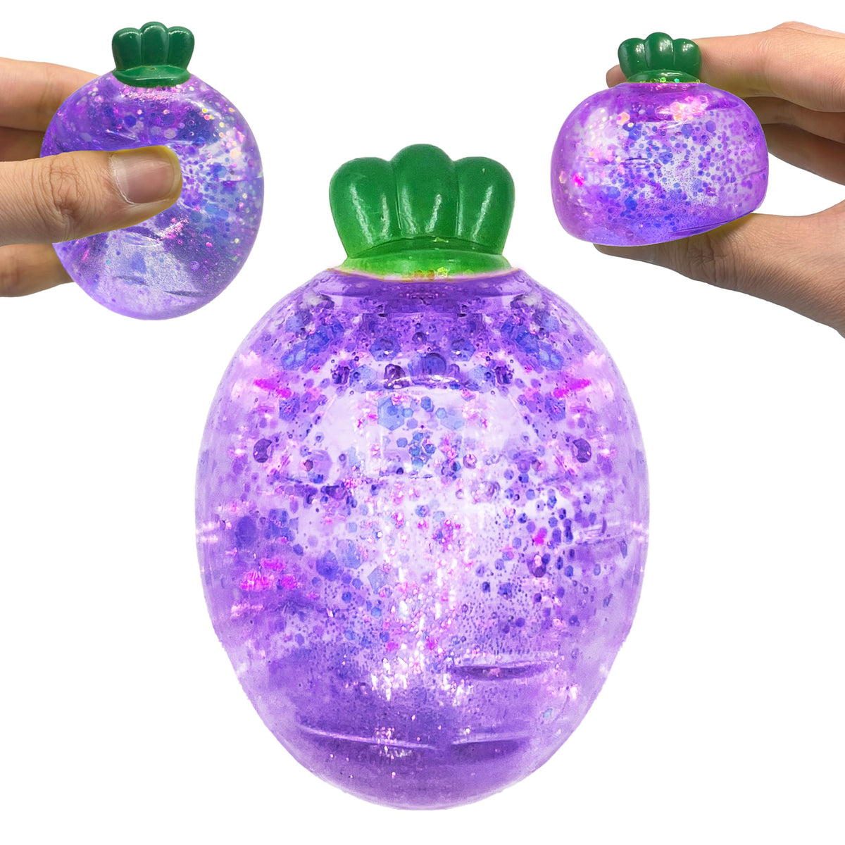 ZTATU Carrot Stress Ball – Glittery Squishy Fidget Toy for Kids & Adults (Purple)