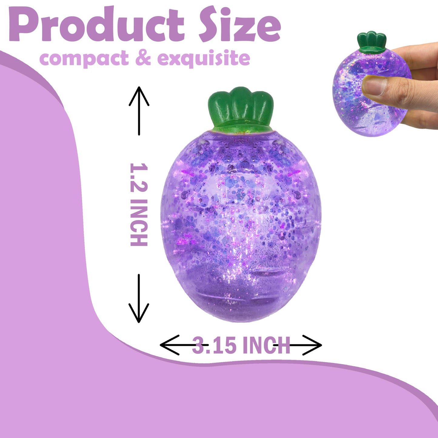 ZTATU Carrot Stress Ball – Glittery Squishy Fidget Toy for Kids & Adults (Purple)