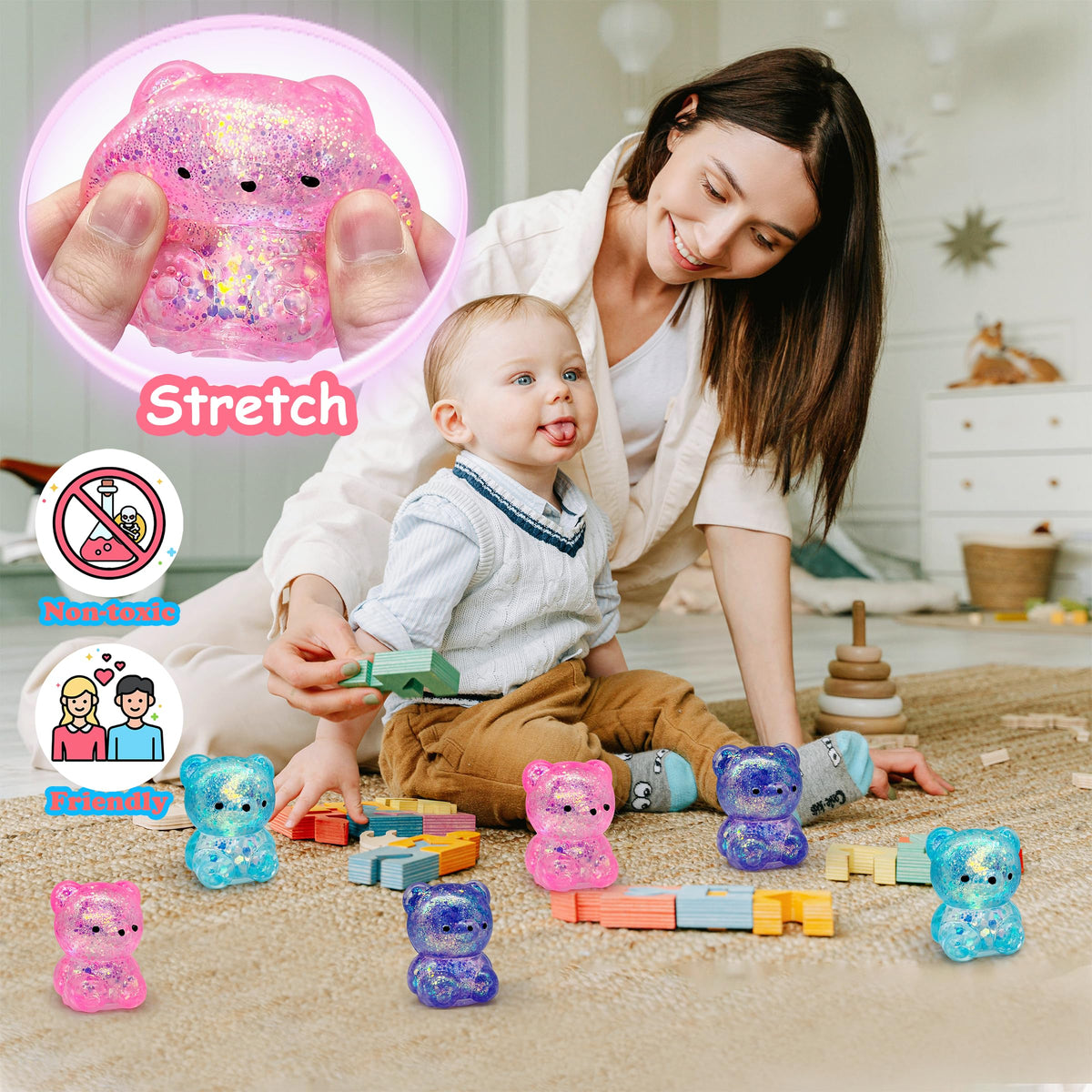 ZTATU Gummy Bear Squishy Fidget Toy – 1pc Stress Ball for Adults & Kids