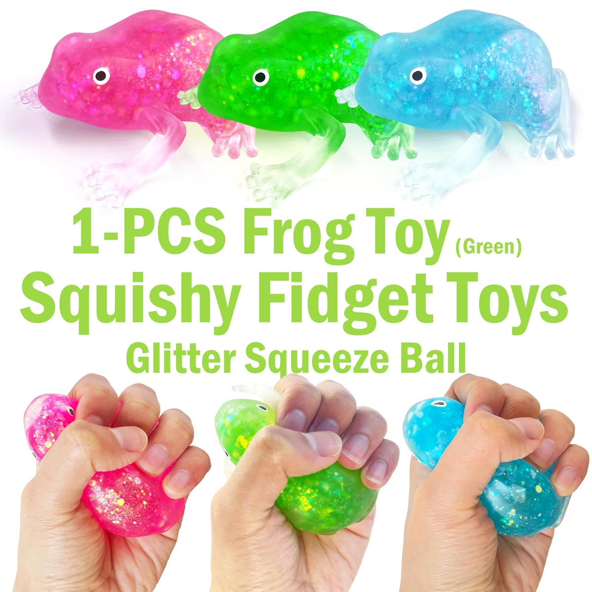 ZTATU Glitter Frog Squishy Toy — Sensory Fidget Ball for Stress Relief