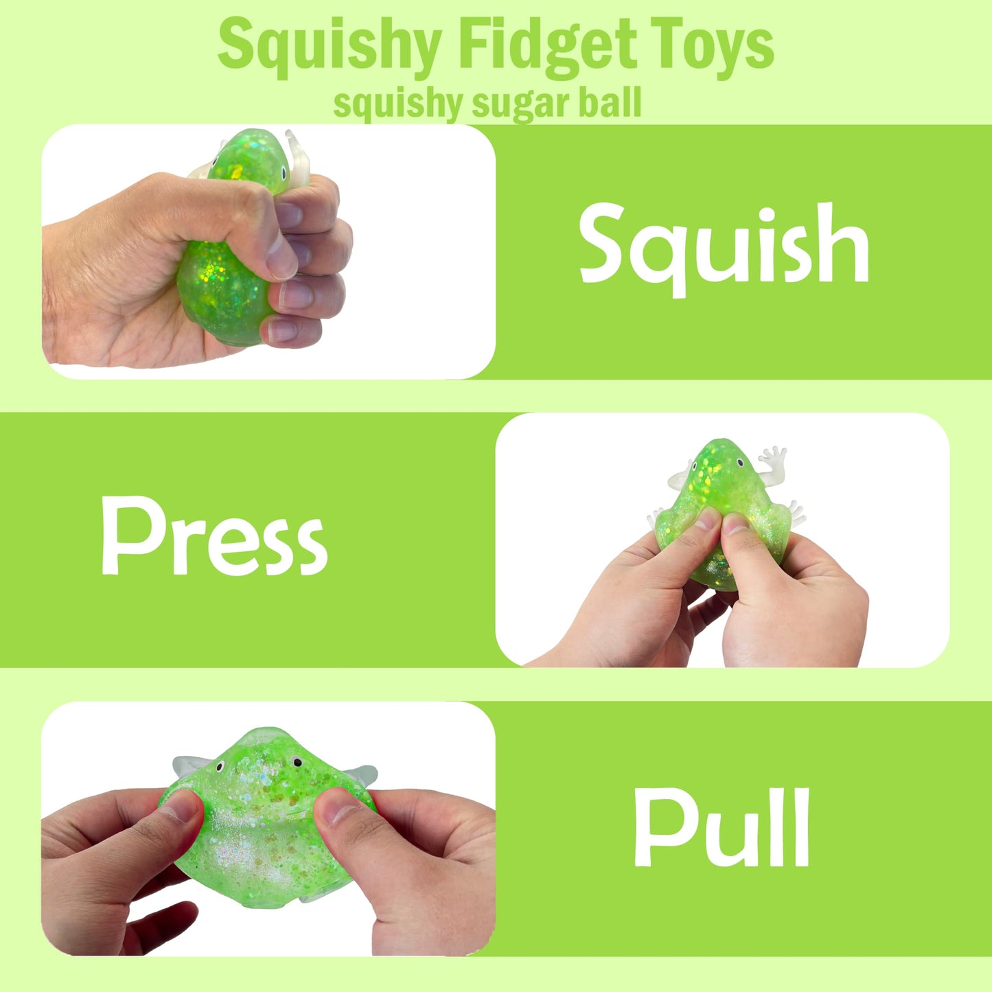 ZTATU Glitter Frog Squishy Toy — Sensory Fidget Ball for Stress Relief