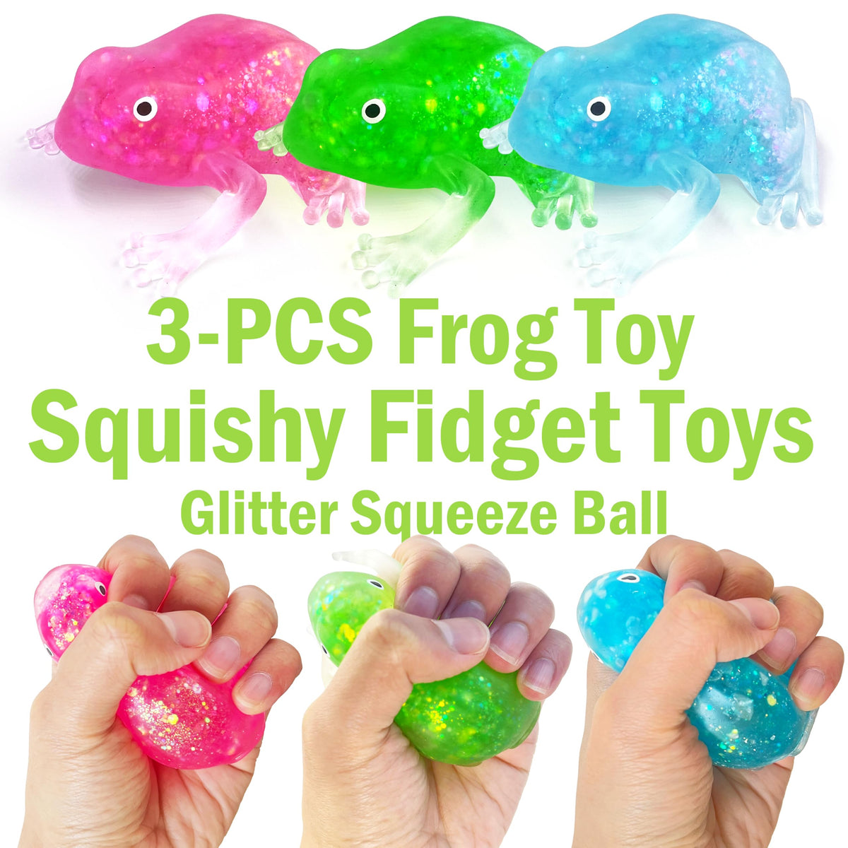 ZTATU 3PCS Frog Stress Ball Set – Realistic Squishy Fidgets for Focus & Sensory Play