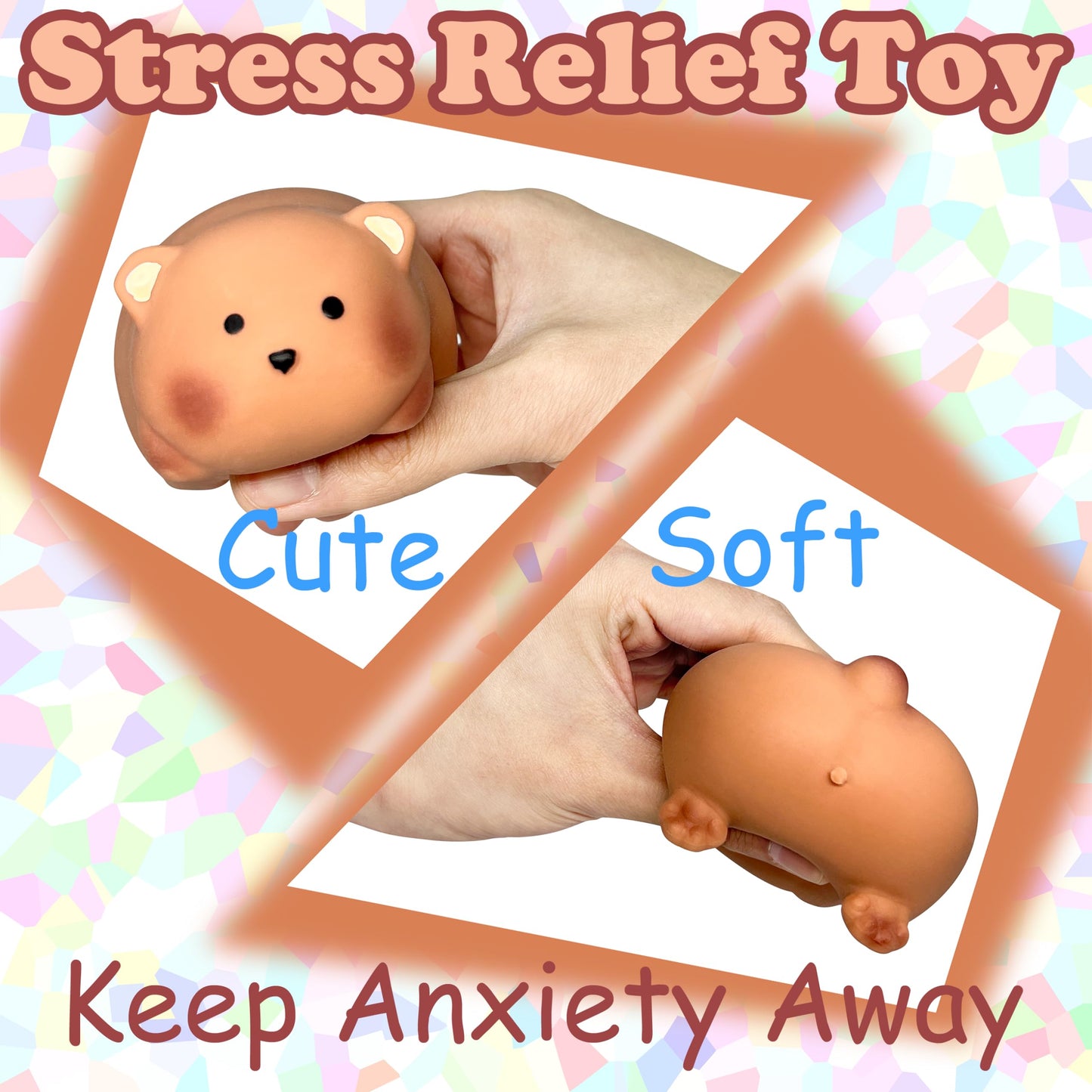ZTATU Brown Bear Stress Ball – Squishy Fidget Toy for Adults & Kids