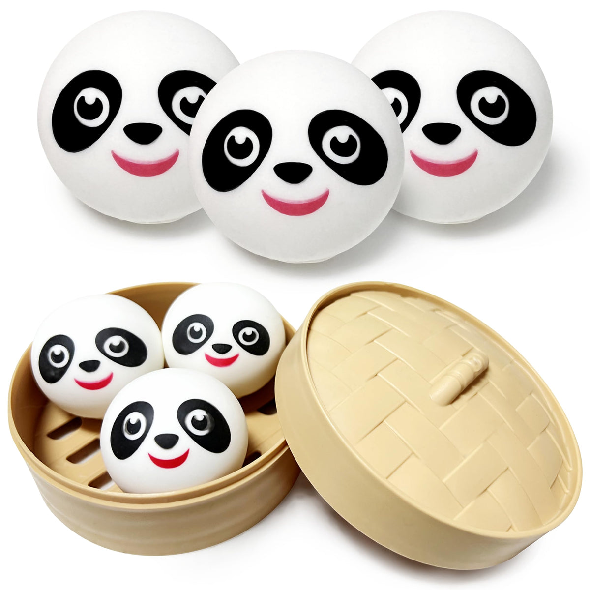 ZTATU Mini Panda Dumpling Squishy Toys – 3 Pack Sensory Fidget Balls