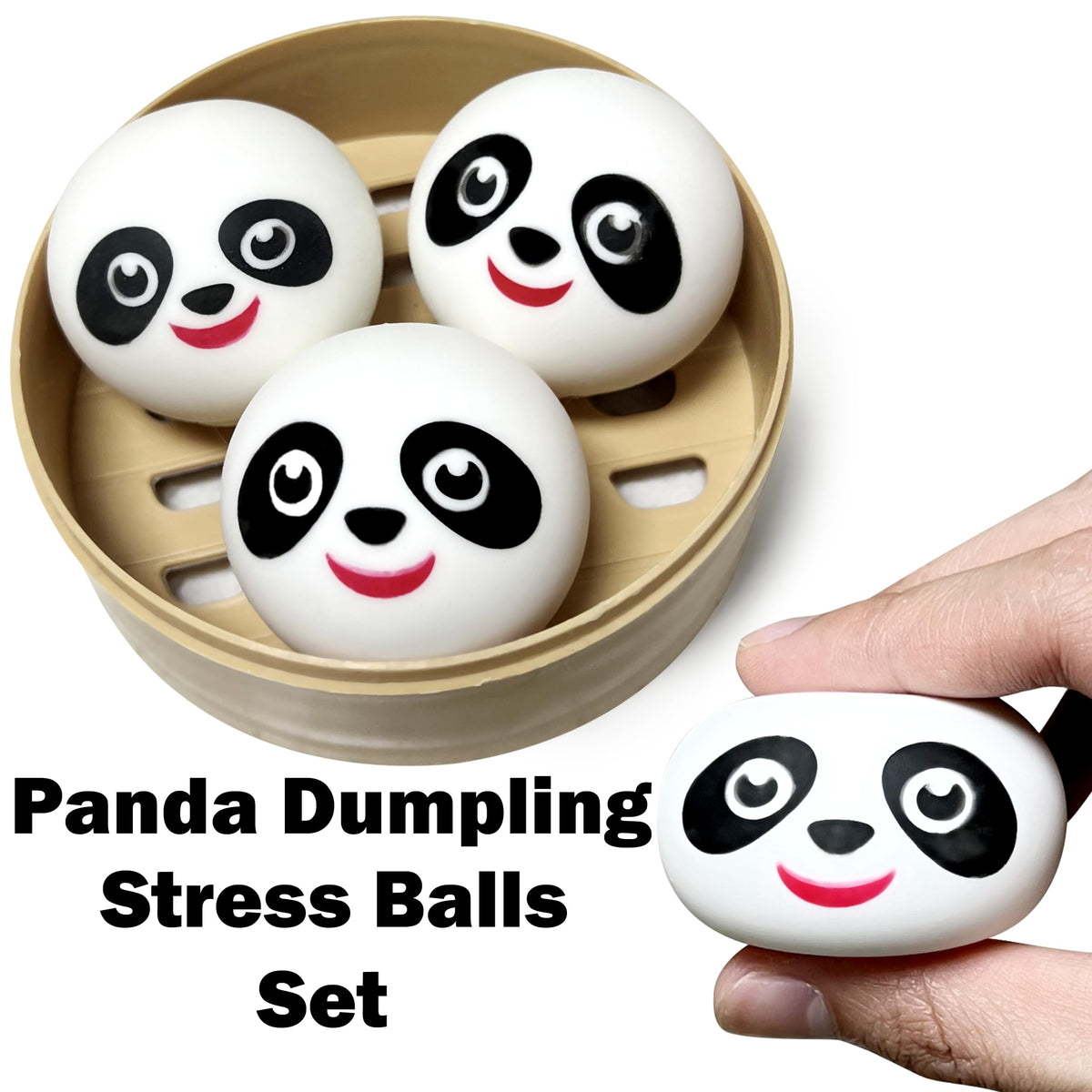 ZTATU Mini Panda Dumpling Squishy Toys – 3 Pack Sensory Fidget Balls