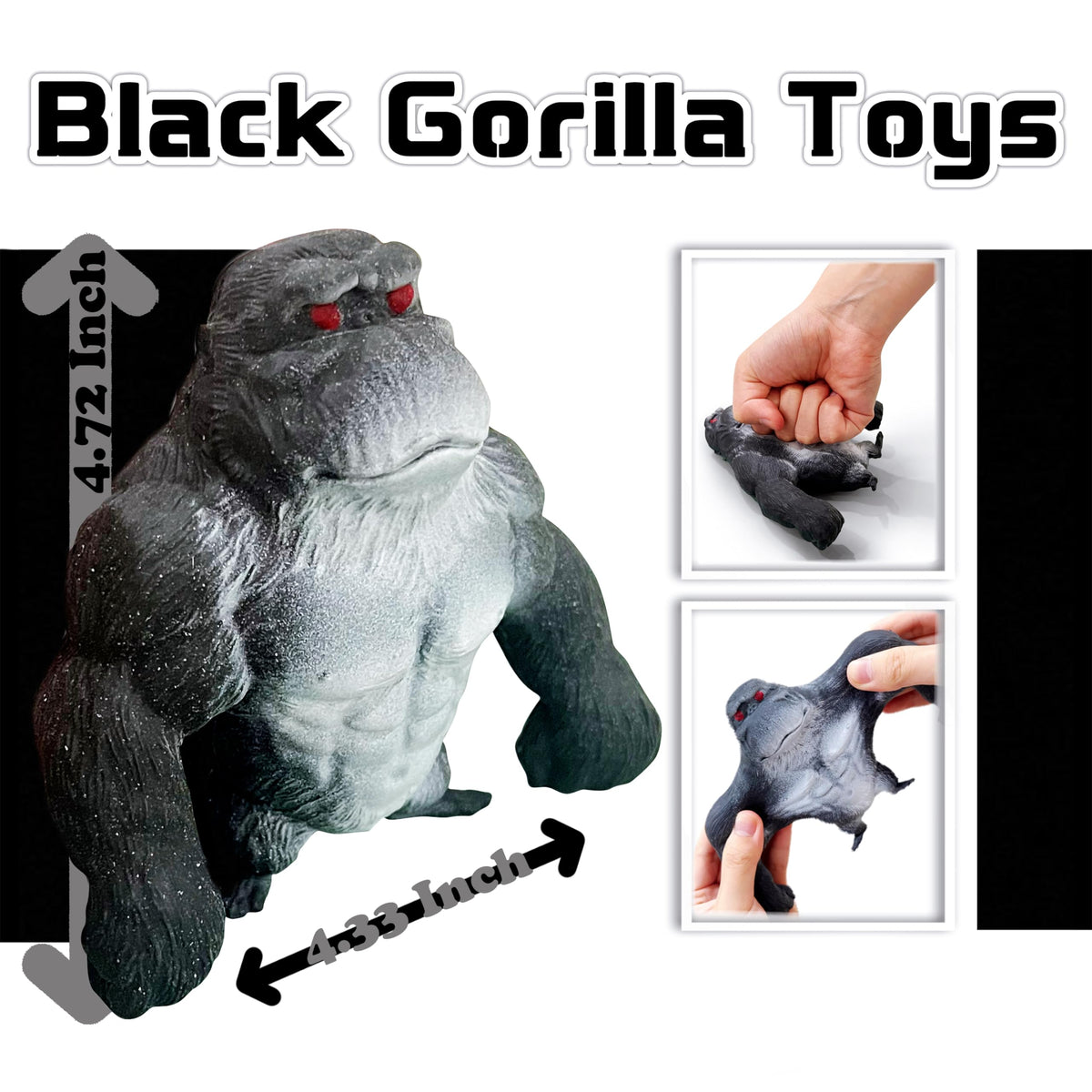 ZTATU Squishy Monkey World Toy – Black Stretchy Fidget Stress Ball (1-Pack)