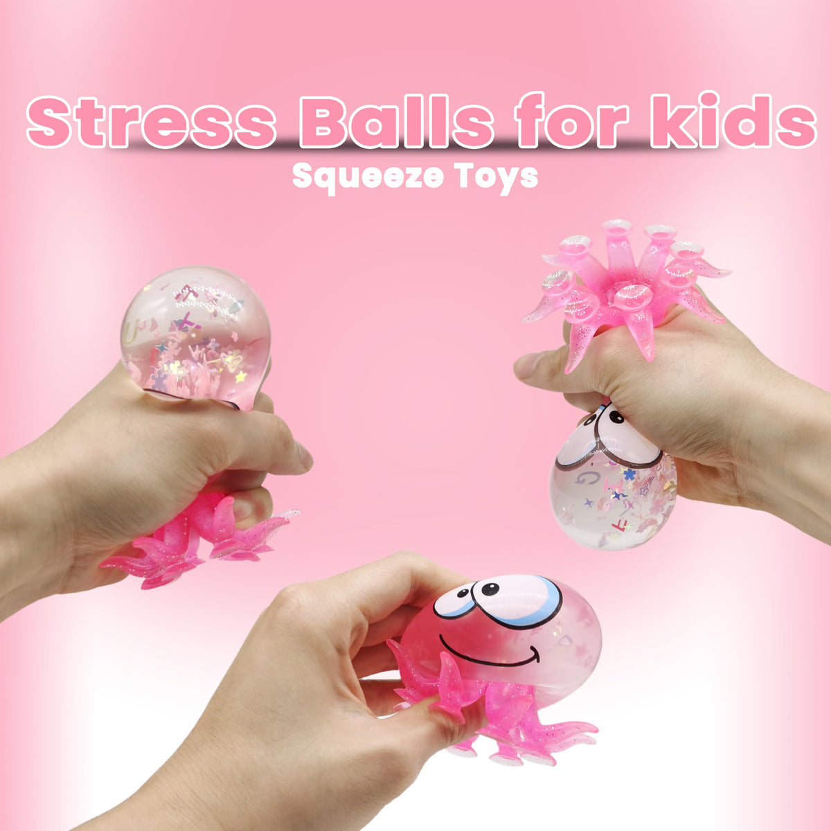 ZTATU Octopus Squishy Toys – Stress Ball Fidget with Suction Cup (Pink)