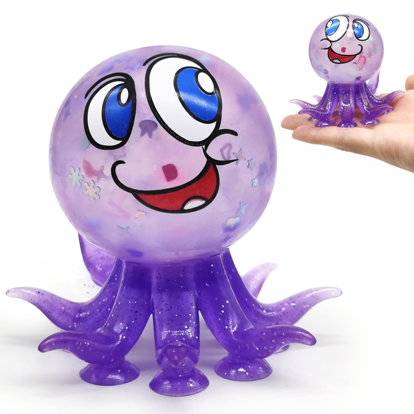 ZTATU Octopus Stress Ball with Suction Cup – Fidget Toy for Stress Relief, Party Favors (Purple)
