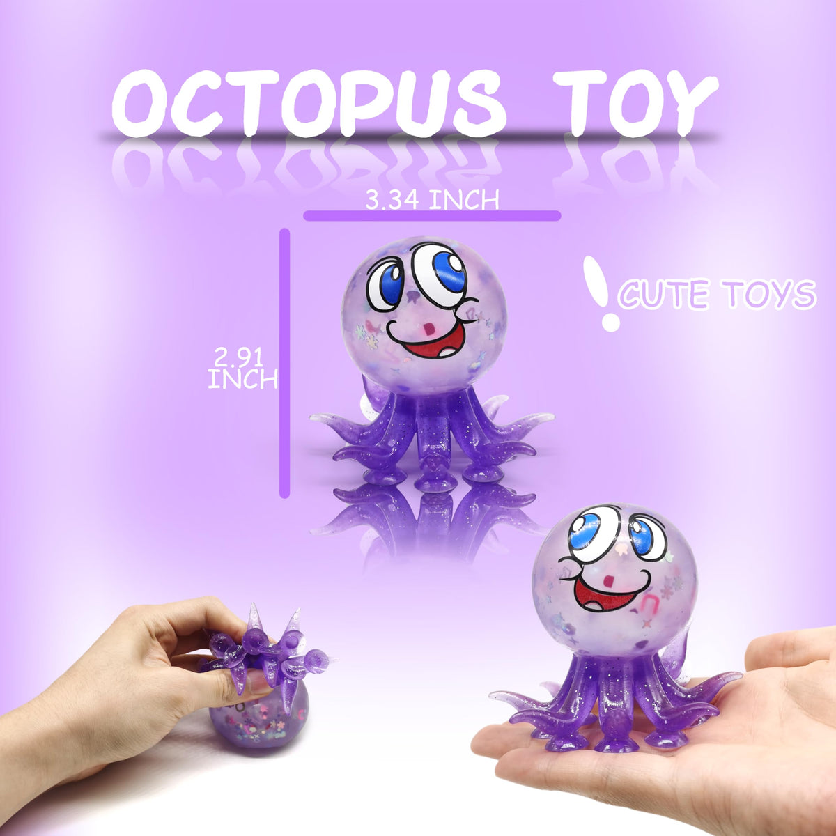 ZTATU Octopus Stress Ball with Suction Cup – Fidget Toy for Stress Relief, Party Favors (Purple)